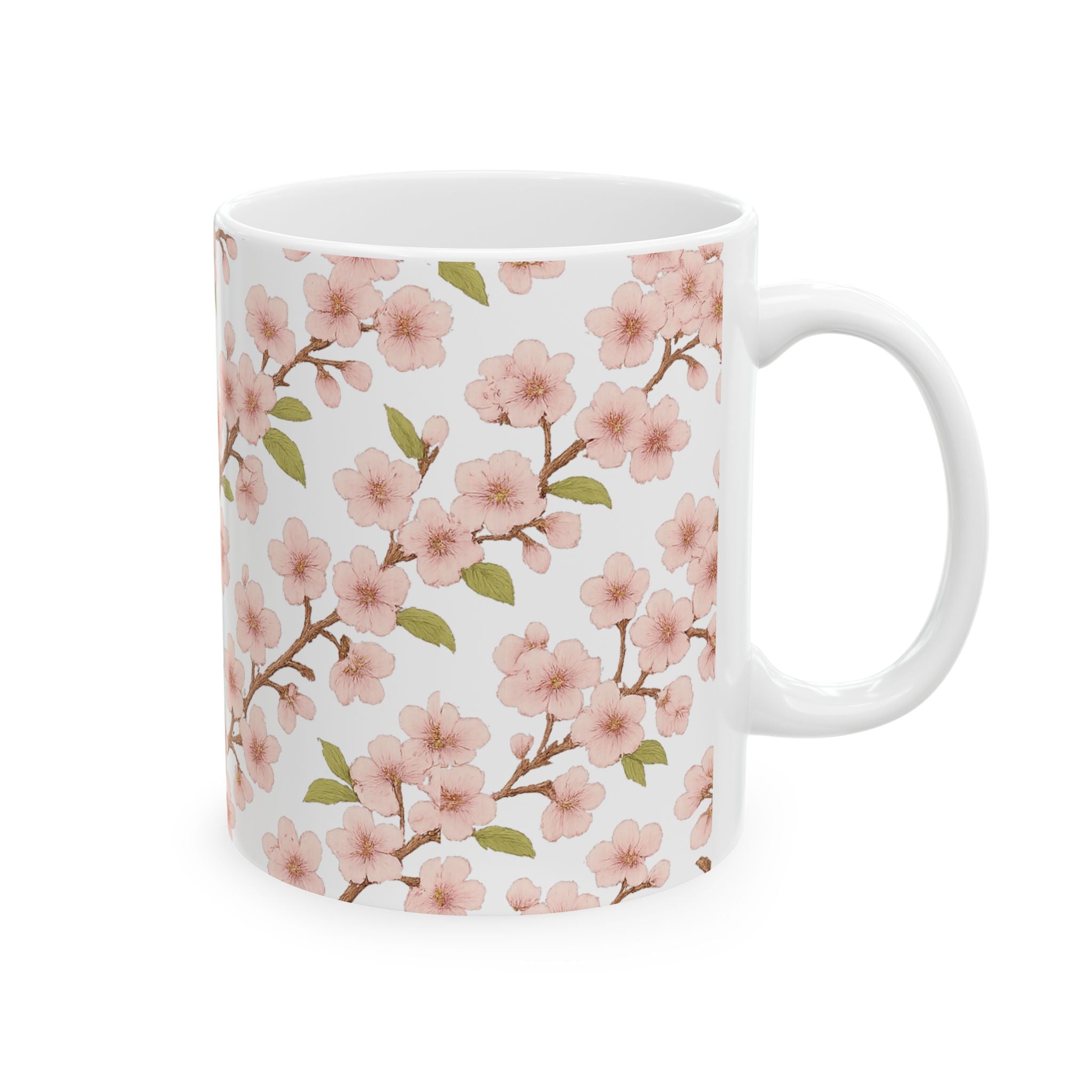 Botanical Cherry Blossom Branches Full Wrap Coffee Mug | Flowers Gift | Ceramic Mug