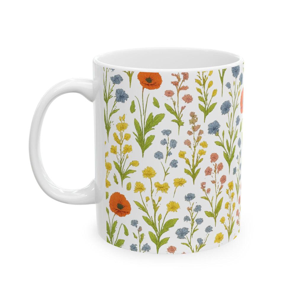Botanical Wildflower Meadow Full Wrap Coffee Mug | Flowers Gift | Ceramic Mug