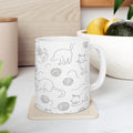 Delicate Cats With Yarn Full Wrap Coffee Mug | Cats Gift | Ceramic Mug