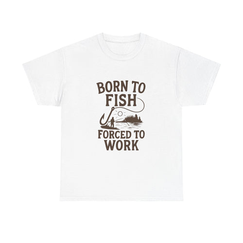 Born To Fish Forced To Work Fishing T-Shirt | Fishing Lover Gift | Graphic Tee