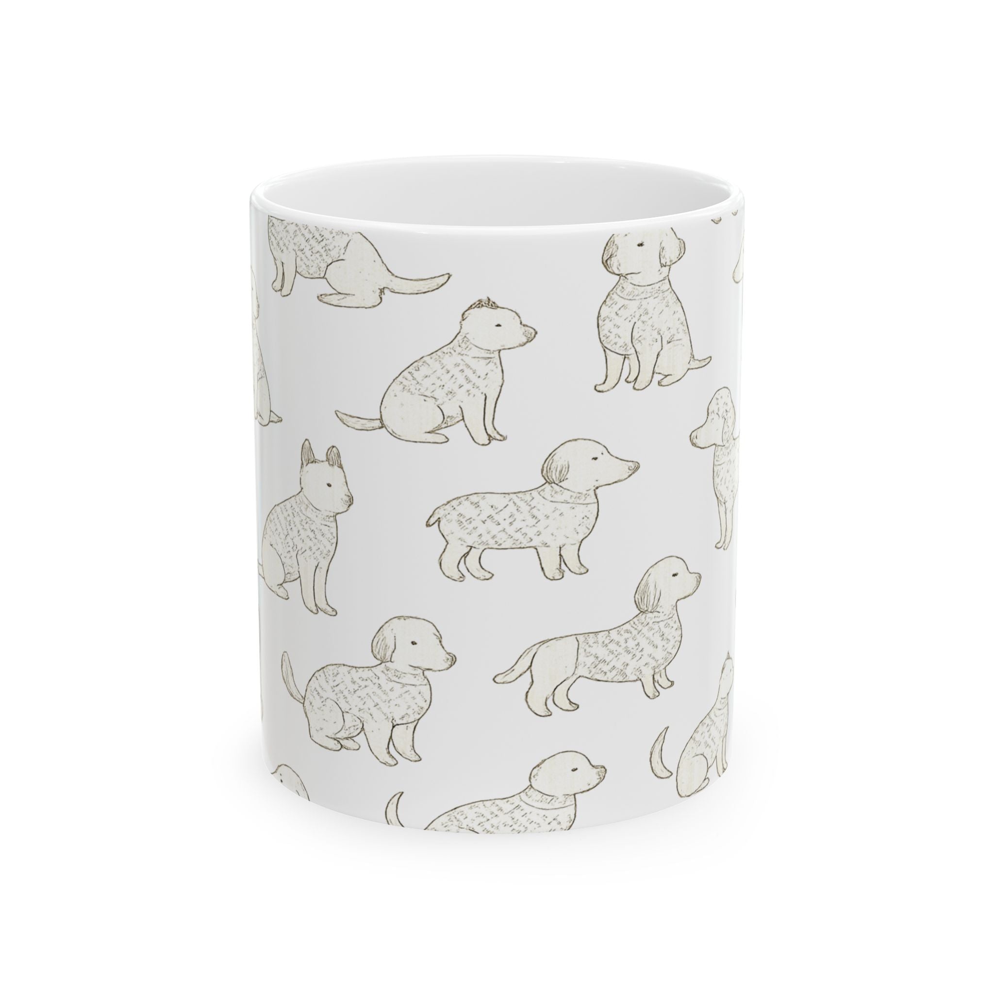Delicate Dogs In Sweaters Full Wrap Coffee Mug | Dogs Gift | Ceramic Mug