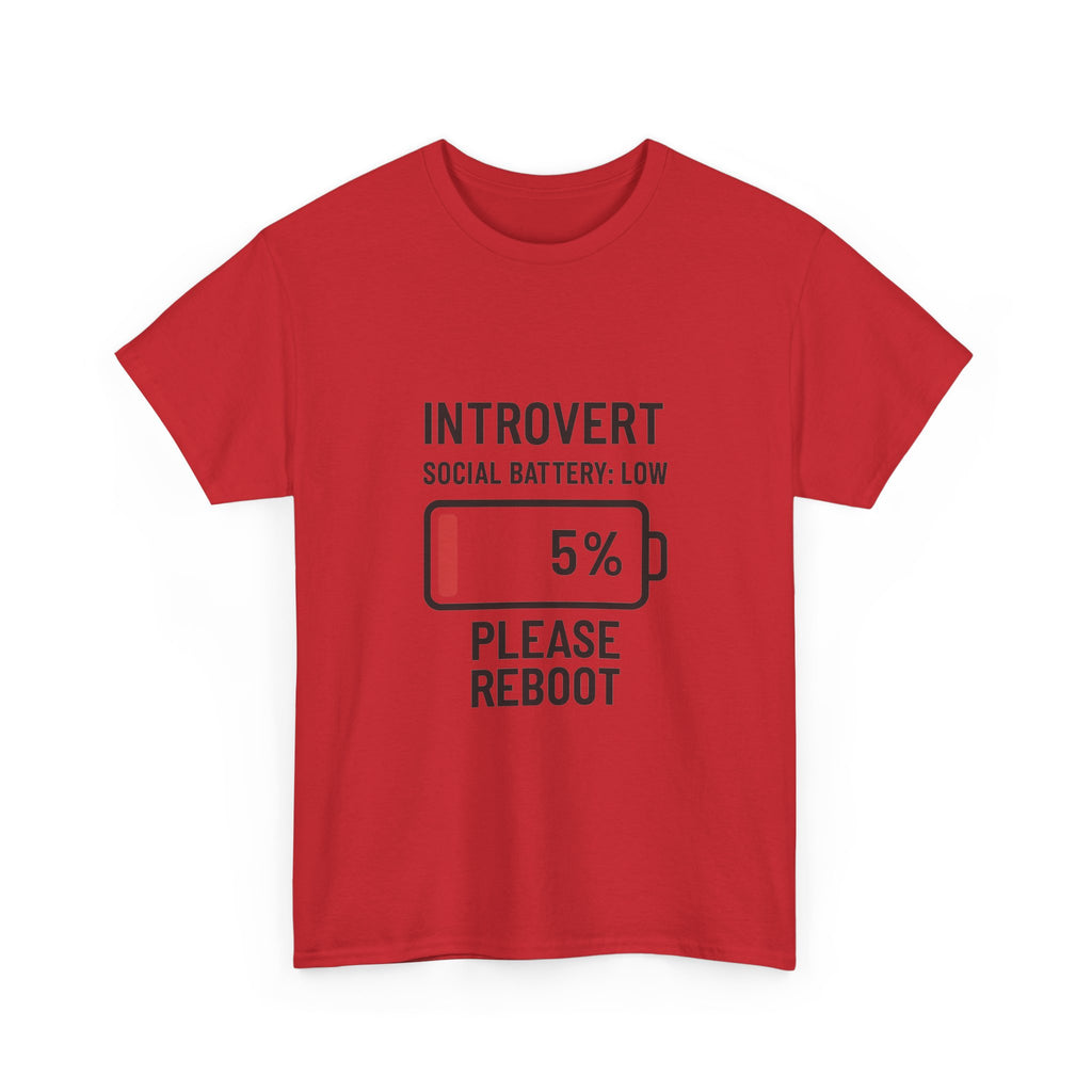 Introvert Social Battery Low Please Reboot T-Shirt | Unique Gift | Graphic Tee
