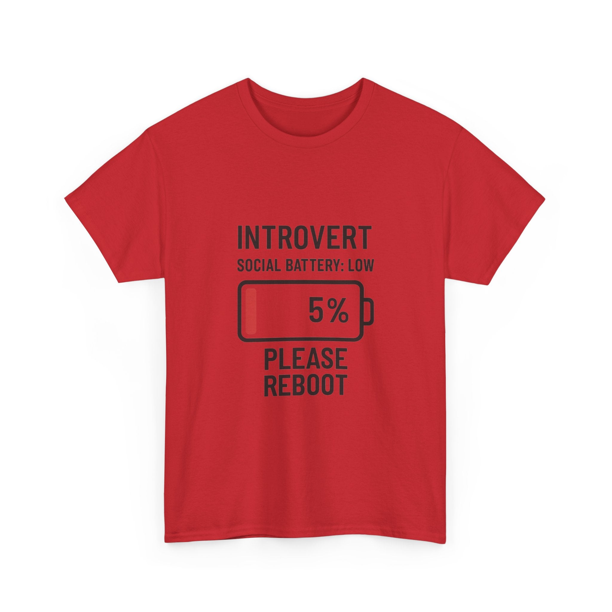 Introvert Social Battery Low Please Reboot T-Shirt | Unique Gift | Graphic Tee