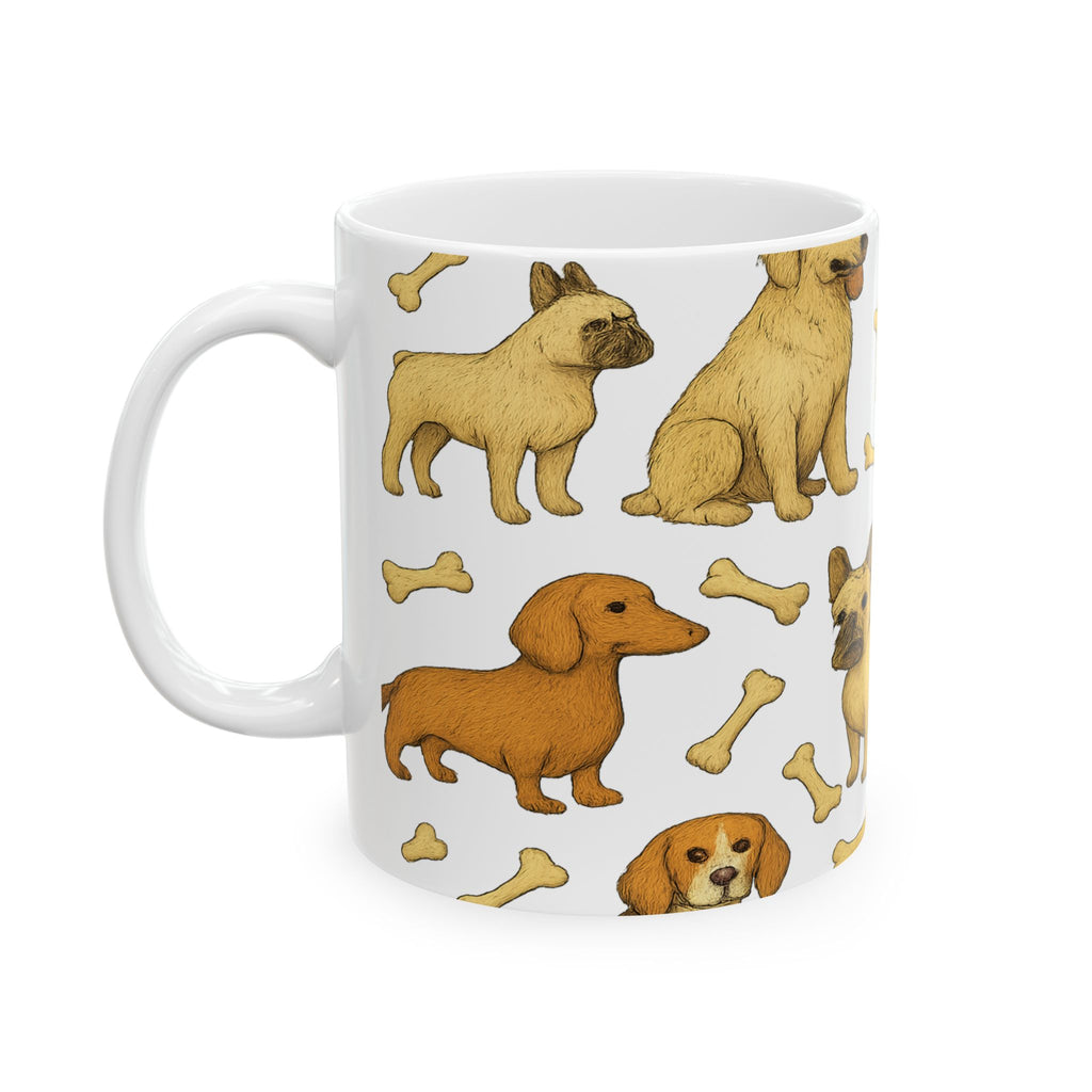 Botanical Dogs With Bones Full Wrap Coffee Mug | Dogs Gift | Ceramic Mug