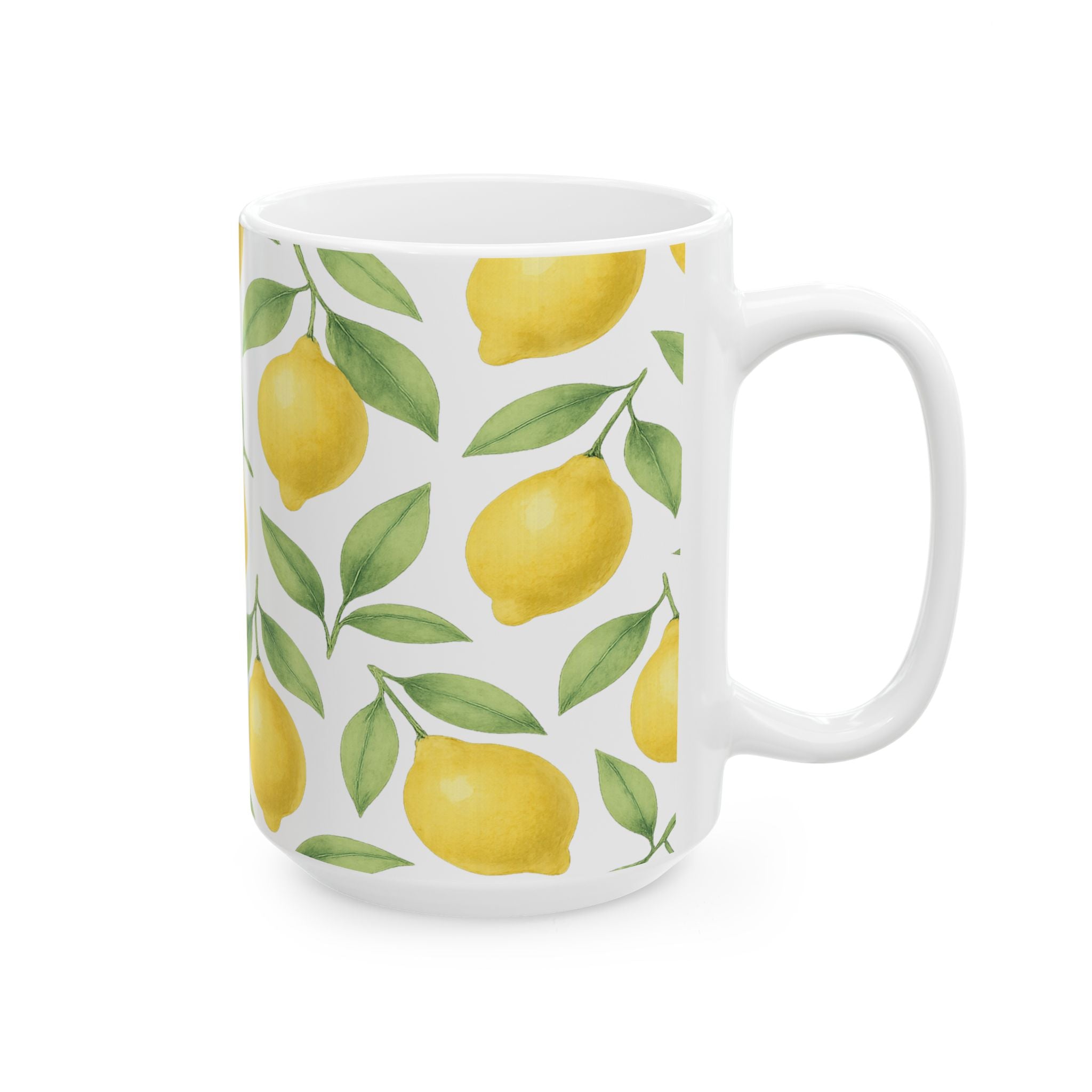 Watercolor Lemons Full Wrap Coffee Mug | Fruit Gift | Ceramic Mug