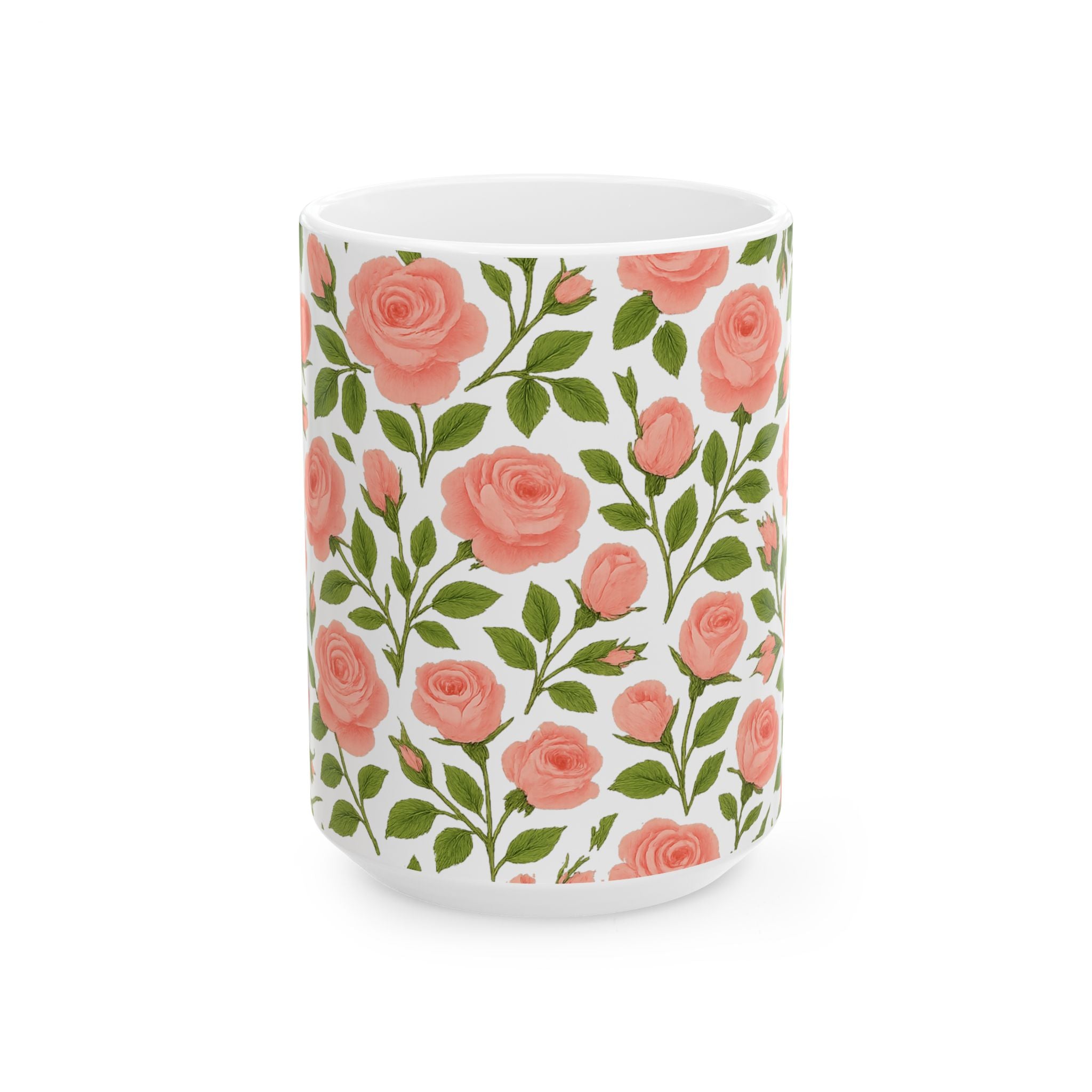 Pink Rose Garden Full Wrap Coffee Mug | Flowers Lover Gift | Ceramic Mug