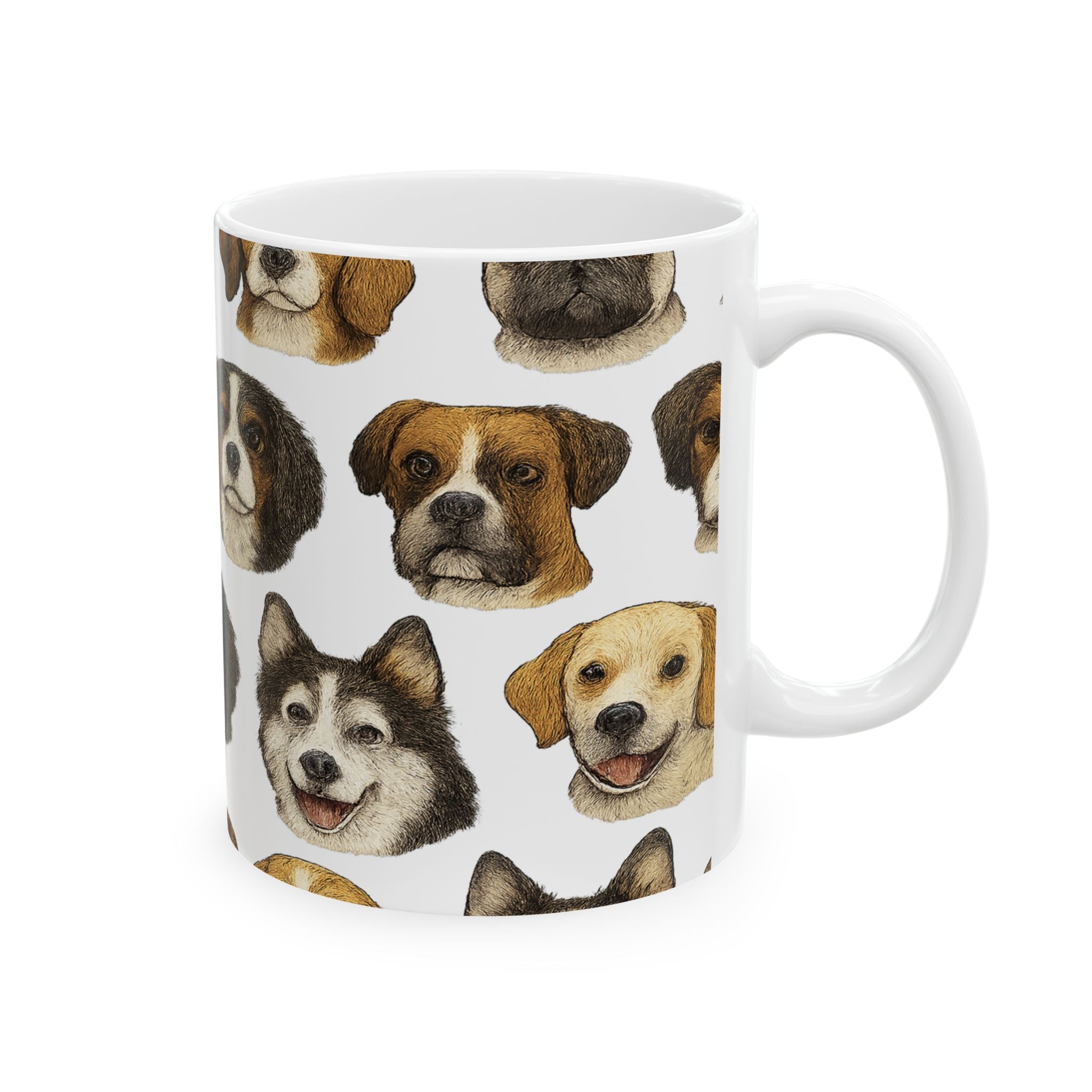 Botanical Dog Faces Full Wrap Coffee Mug | Dogs Gift | Ceramic Mug