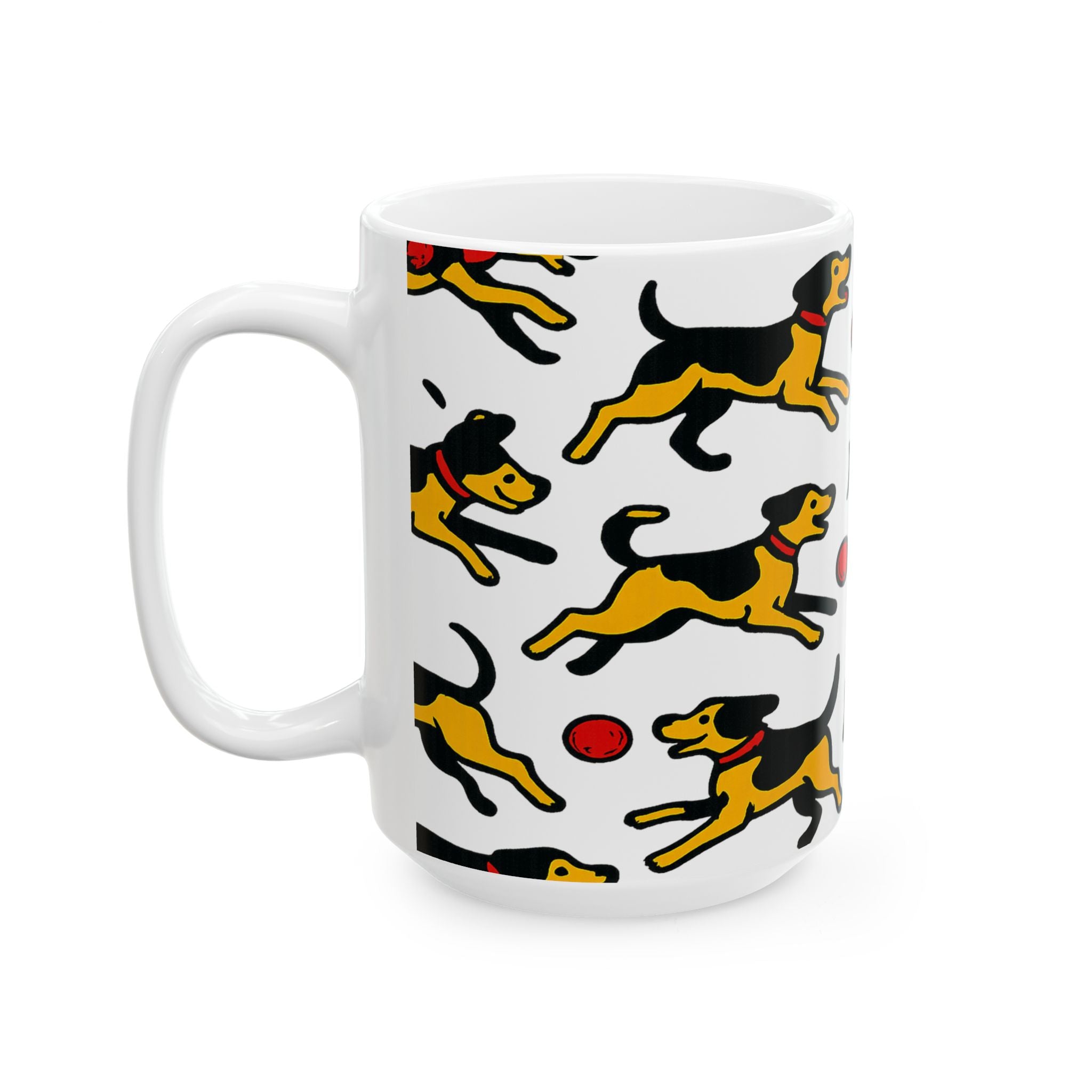Bold Dogs Playing Fetch Full Wrap Coffee Mug | Dogs Gift | Ceramic Mug