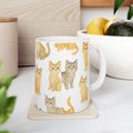 Watercolor Curious Cats Full Wrap Coffee Mug | Cats Gift | Ceramic Mug