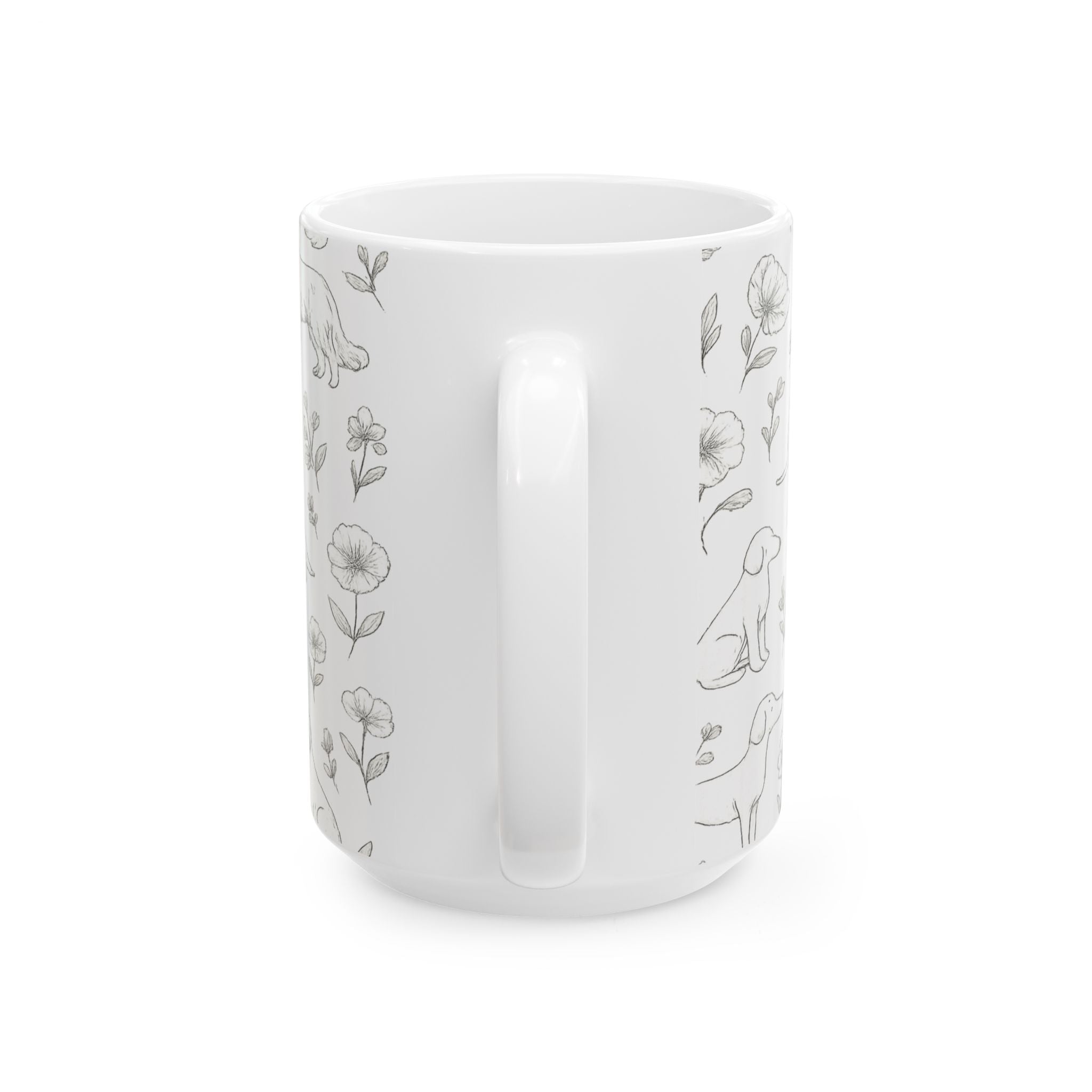 Delicate Dogs And Flowers Full Wrap Coffee Mug | Dogs Gift | Ceramic Mug