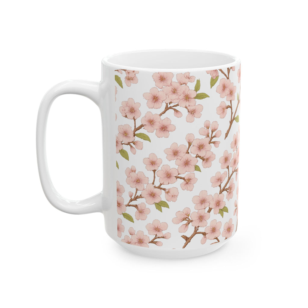 Botanical Cherry Blossom Branches Full Wrap Coffee Mug | Flowers Gift | Ceramic Mug