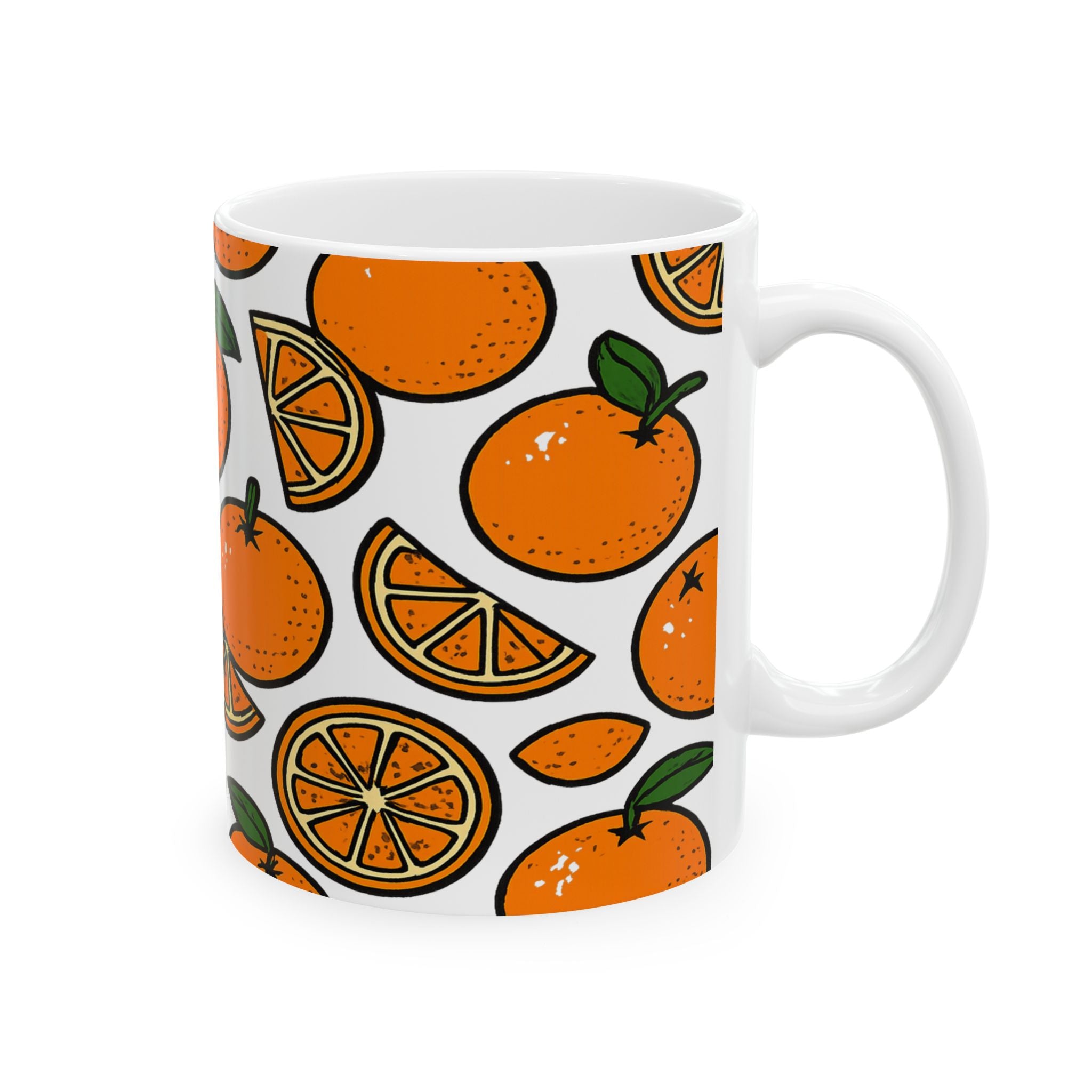 Bold Oranges Full Wrap Coffee Mug | Fruit Gift | Ceramic Mug