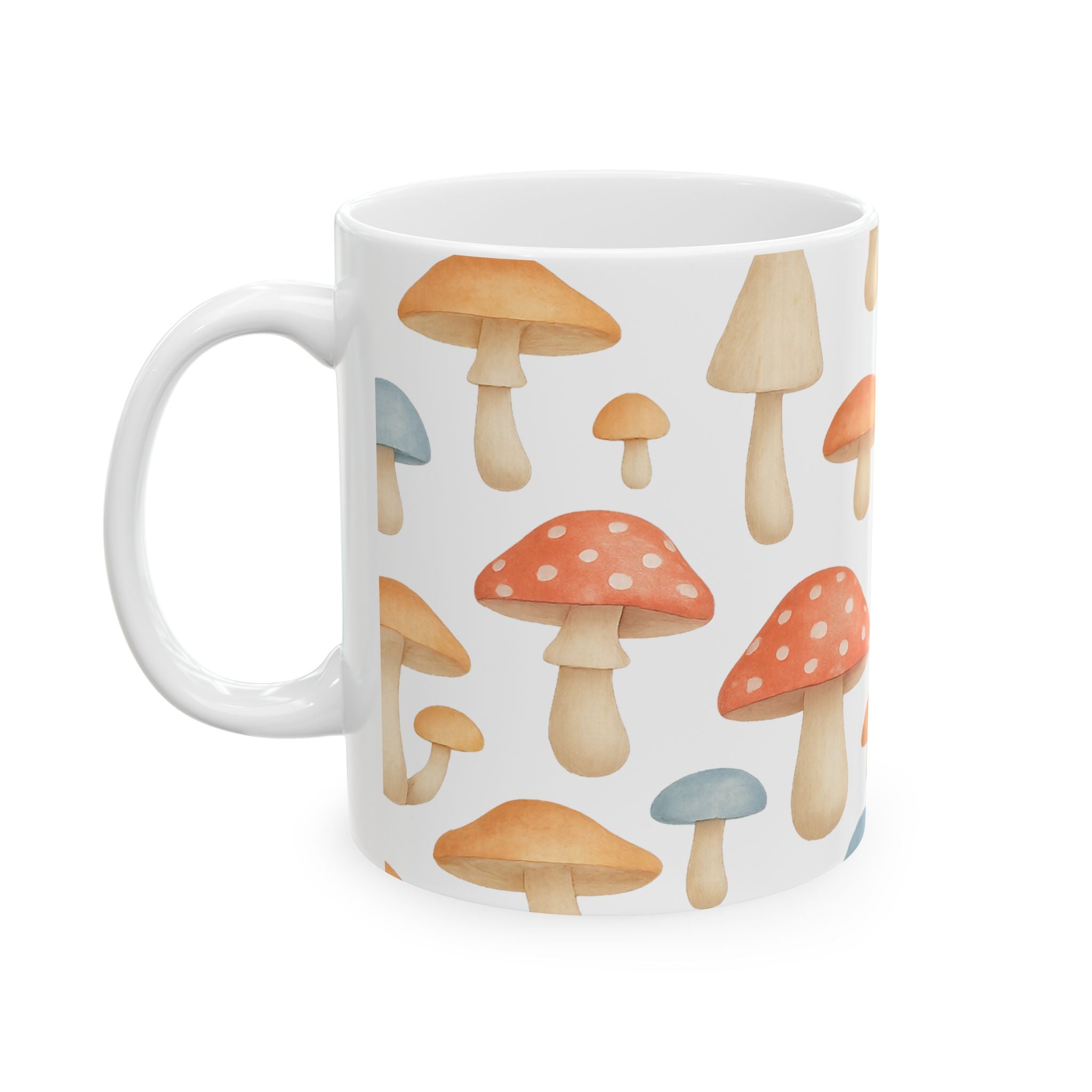 Watercolor Fairy Tale Mushrooms Pattern Coffee Mug | Mushrooms Lover Gift | Ceramic Mug