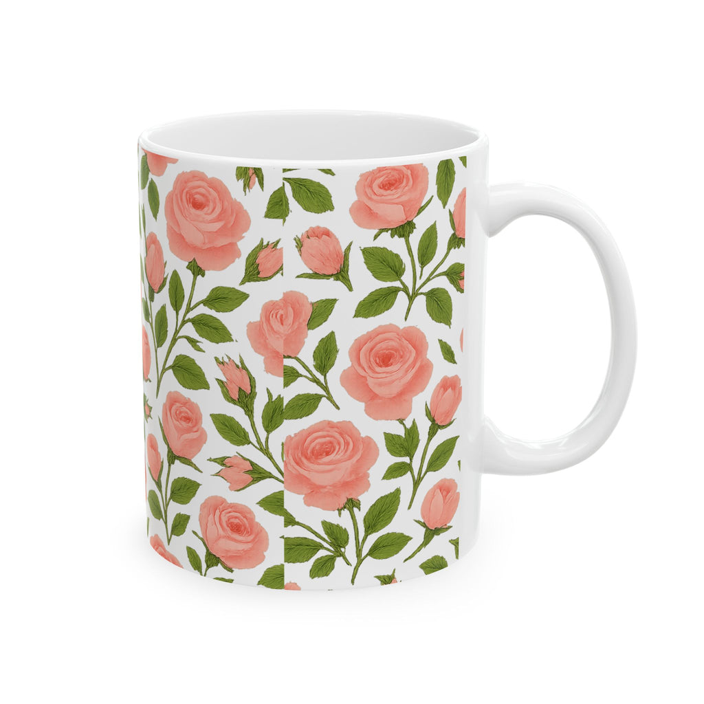Pink Rose Garden Full Wrap Coffee Mug | Flowers Lover Gift | Ceramic Mug