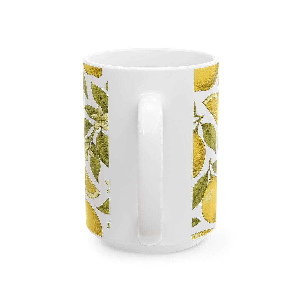 Botanical Lemons Pattern Coffee Mug | Fruit Lover Gift | Ceramic Mug