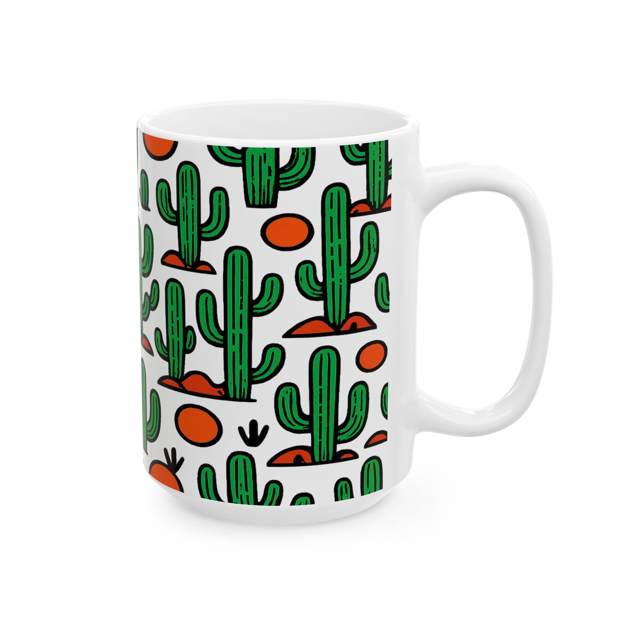 Bold Saguaro Cactus Desert Full Wrap Coffee Mug | Cactus Gift | Ceramic Mug