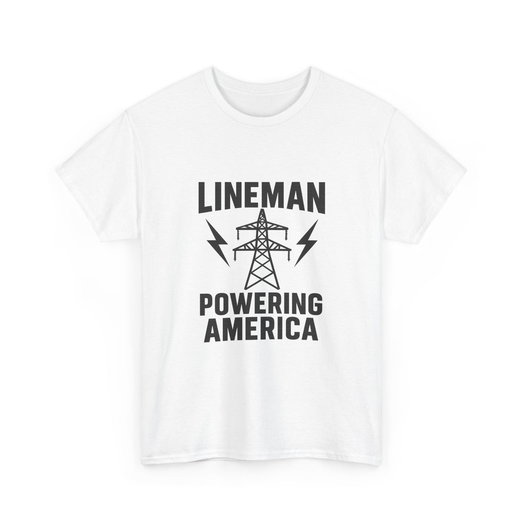 Lineman Powering America Electrician T-Shirt | Unique Gift | Graphic Tee