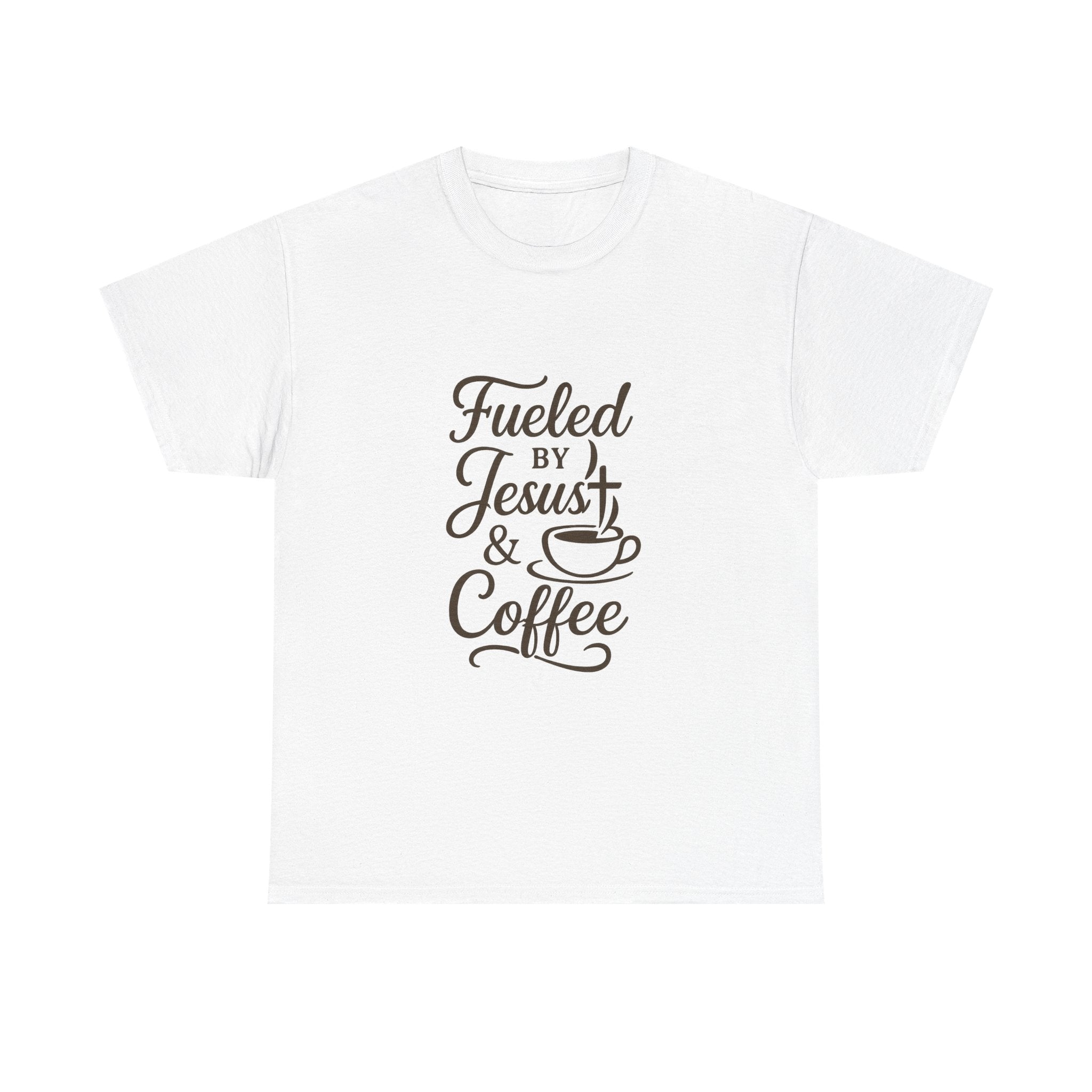 Fueled By Jesus And Coffee Faith T-Shirt | Coffee Lover Gift | Graphic Tee