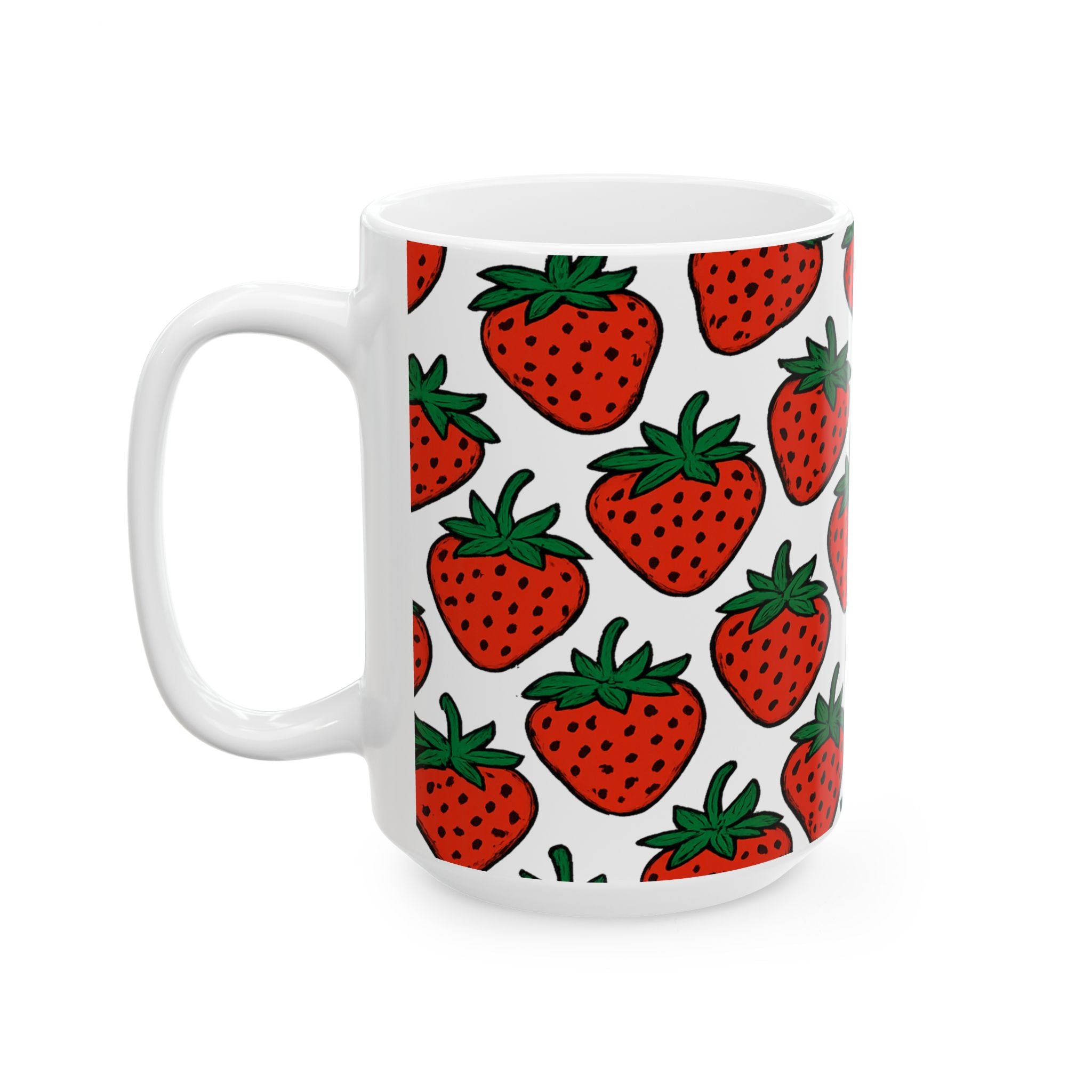 Bold Strawberries Pattern Coffee Mug | Fruit Lover Gift | Ceramic Mug