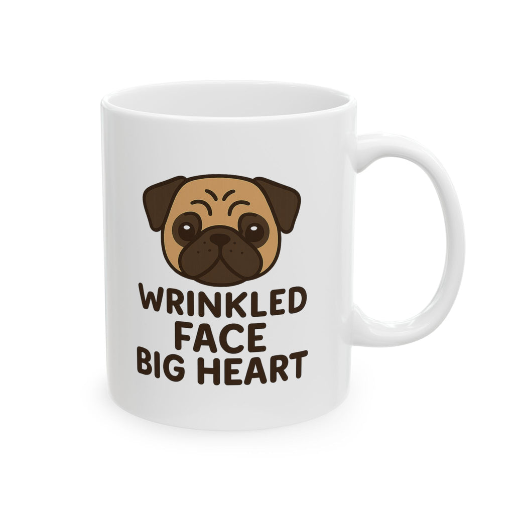 Pug Mom Wrinkled Face Big Heart Coffee Mug | Gift for Mom | Ceramic Mug