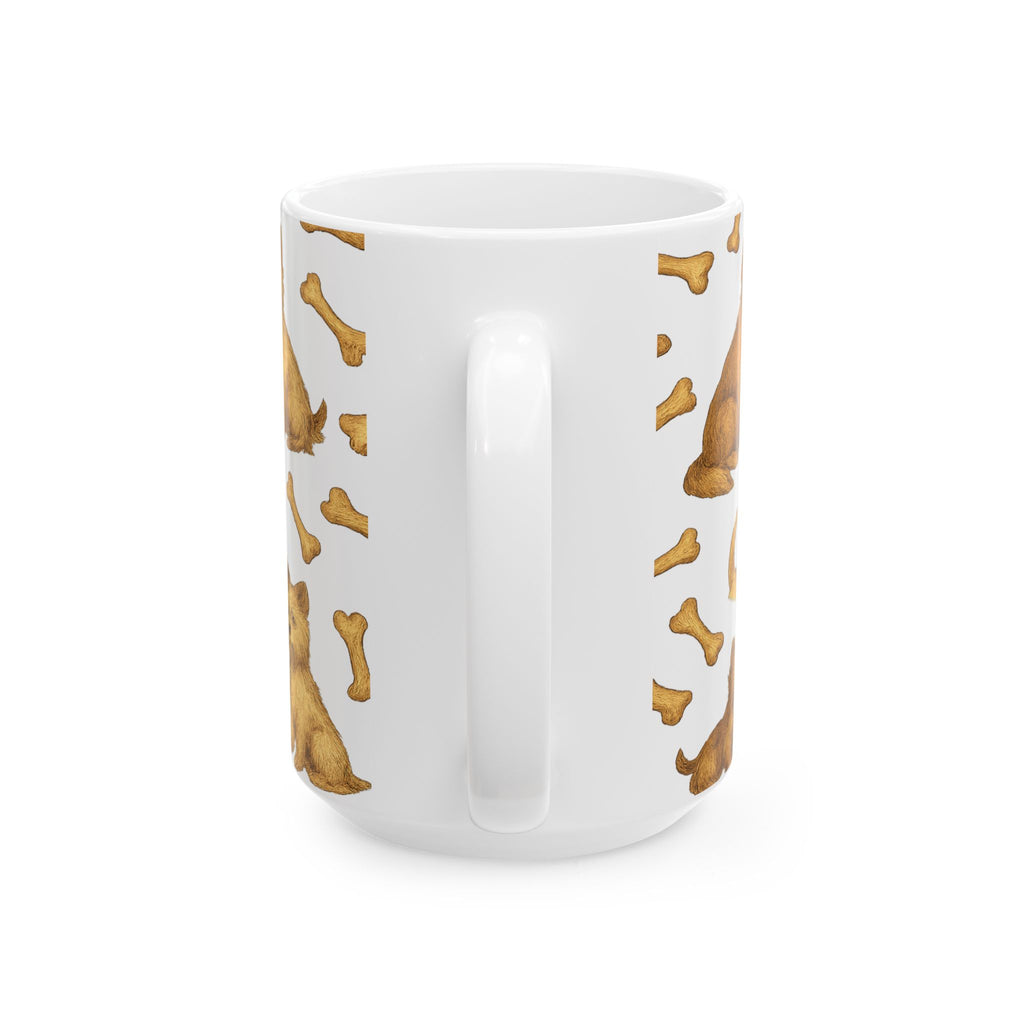 Vintage Dogs With Bones Full Wrap Coffee Mug | Dogs Gift | Ceramic Mug