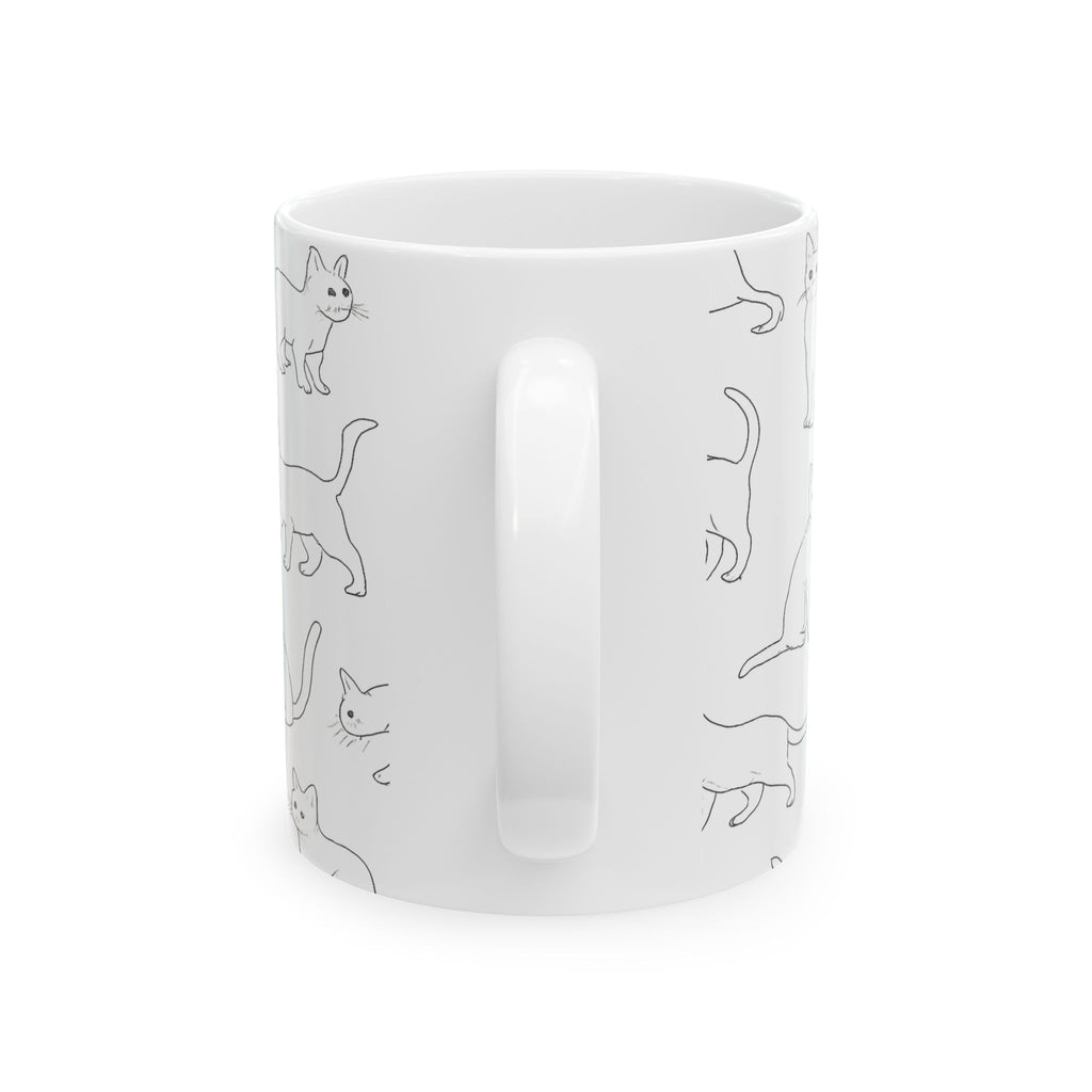 Delicate Curious Cats Full Wrap Coffee Mug | Cats Gift | Ceramic Mug