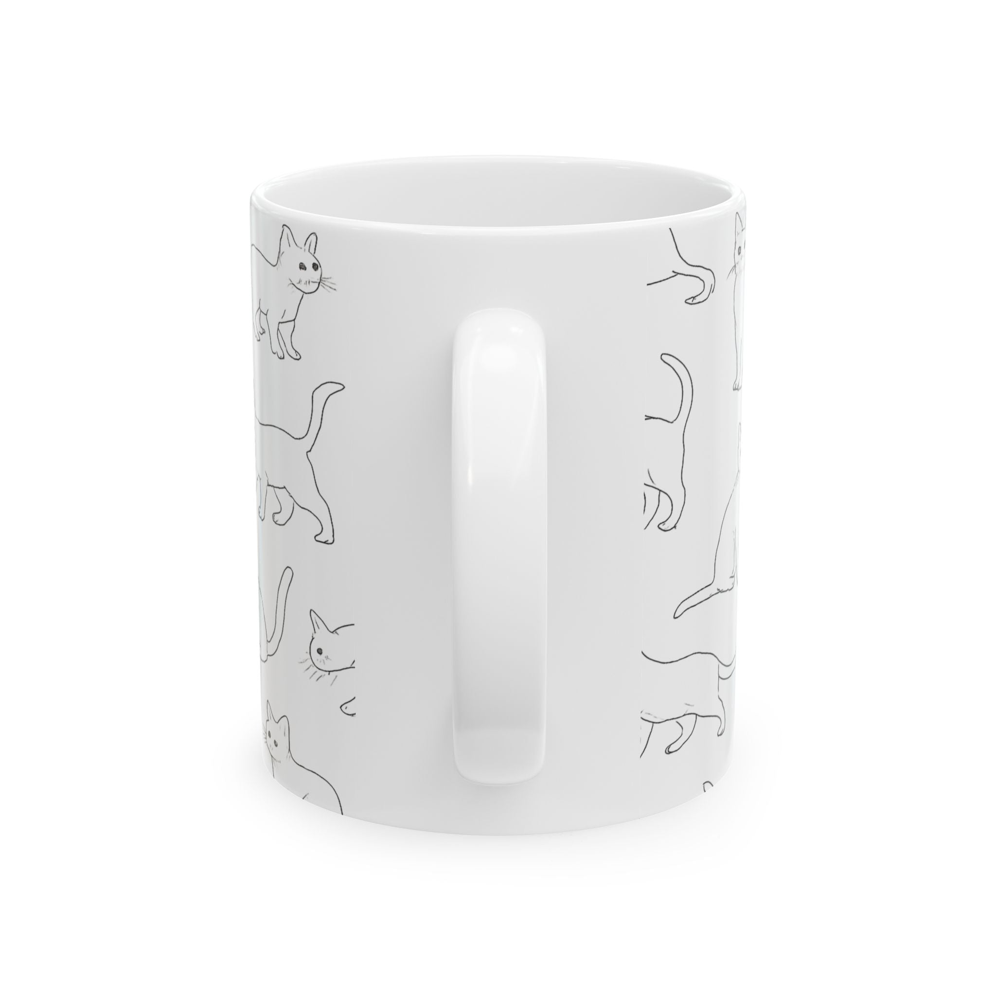 Delicate Curious Cats Full Wrap Coffee Mug | Cats Gift | Ceramic Mug