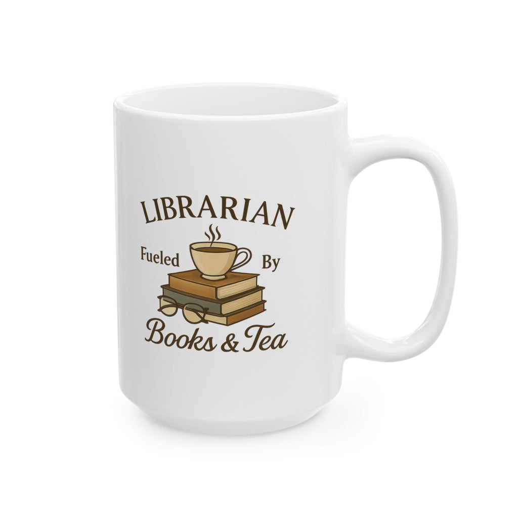 Librarian Fueled By Books And Tea Coffee Mug | Unique Gift | Ceramic Mug