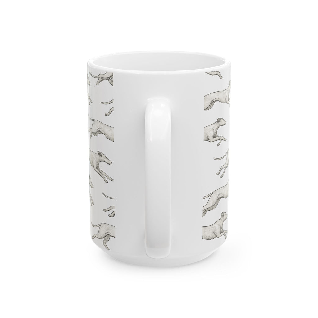 Delicate Running Dogs Full Wrap Coffee Mug | Dogs Gift | Ceramic Mug