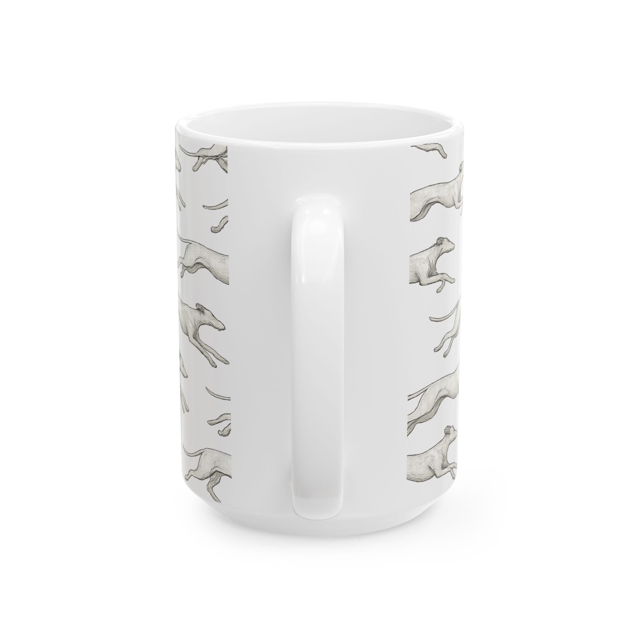 Delicate Running Dogs Full Wrap Coffee Mug | Dogs Gift | Ceramic Mug