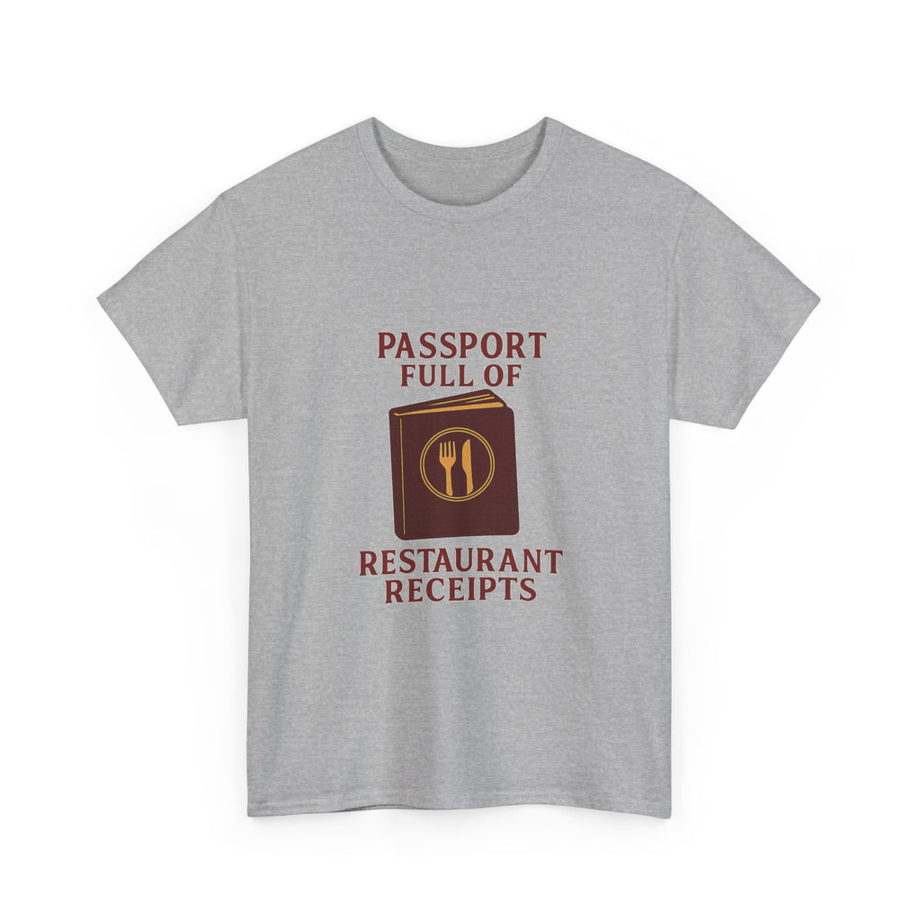 Foodie Tourist Passport Full Of Restaurant Receipts T-Shirt | Unique Gift | Graphic Tee