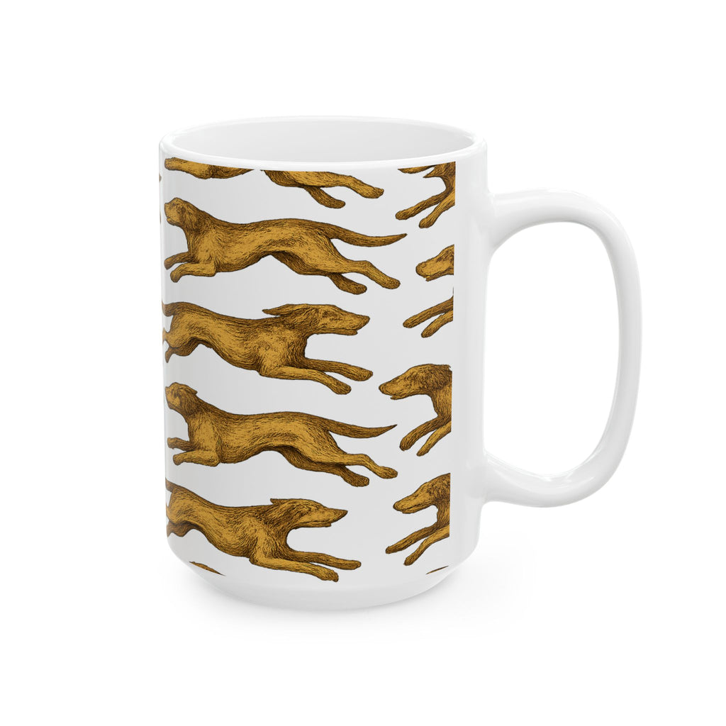 Vintage Running Dogs Full Wrap Coffee Mug | Dogs Gift | Ceramic Mug