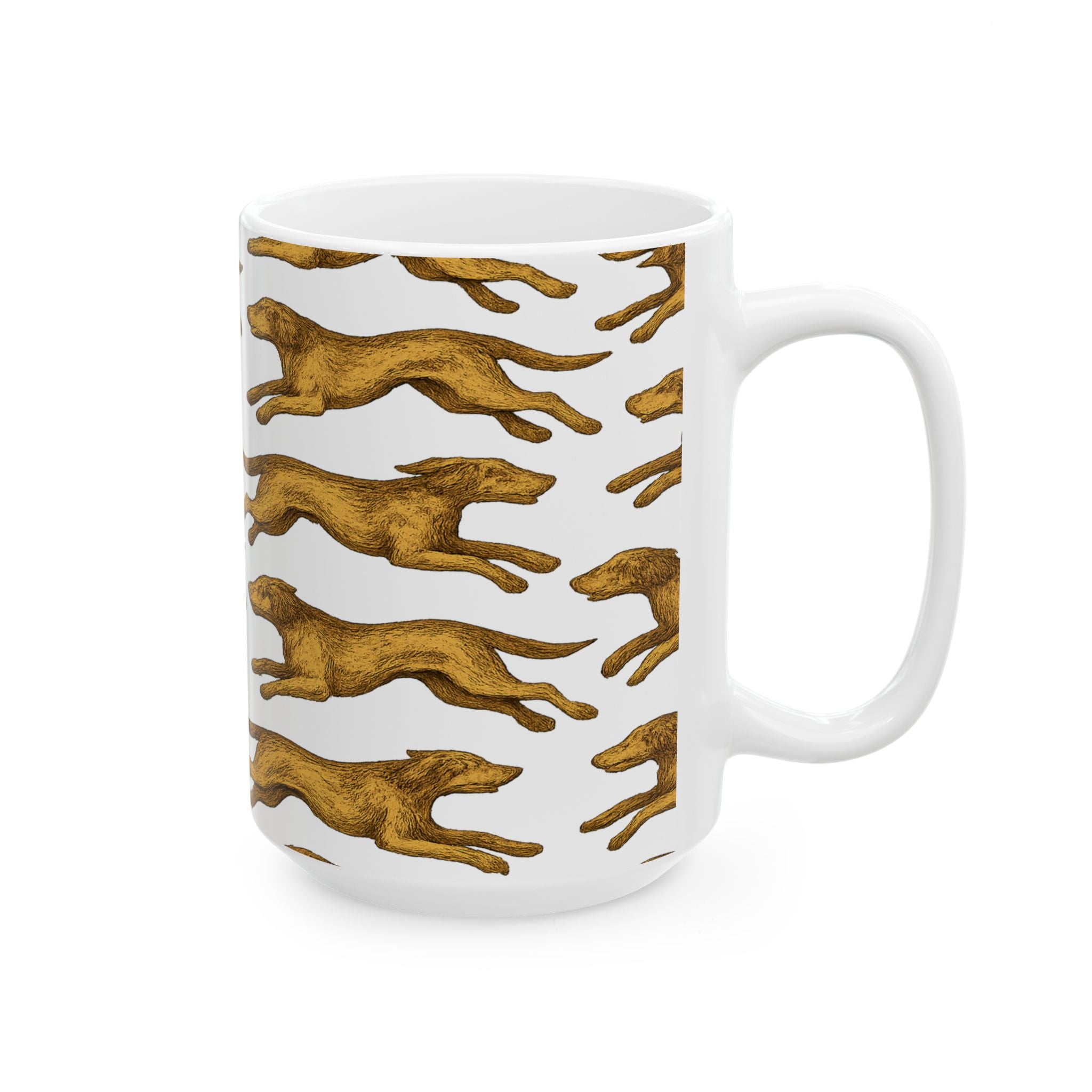 Vintage Running Dogs Full Wrap Coffee Mug | Dogs Gift | Ceramic Mug