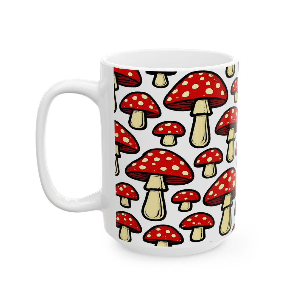 Bold Fairy Tale Mushrooms Full Wrap Coffee Mug | Mushrooms Gift | Ceramic Mug