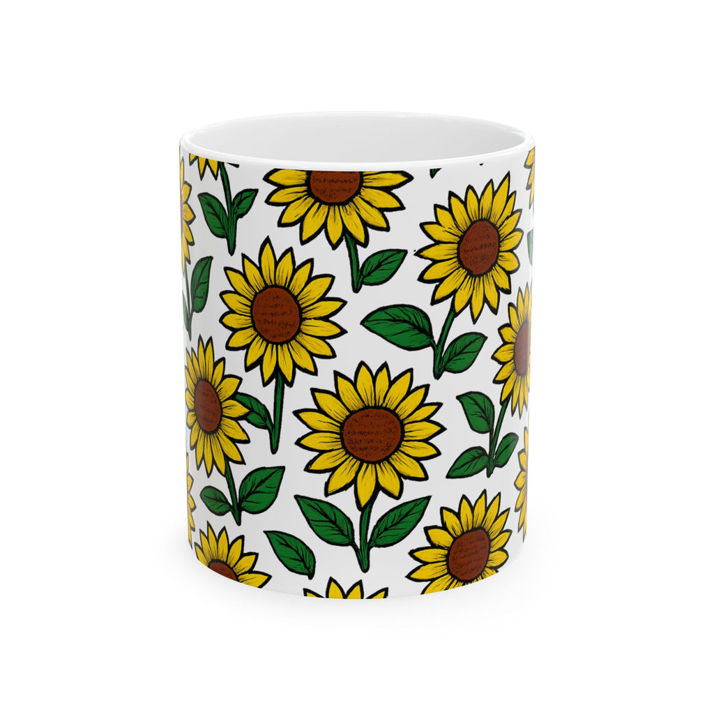 Bold Sunflower Field Full Wrap Coffee Mug | Flowers Gift | Ceramic Mug
