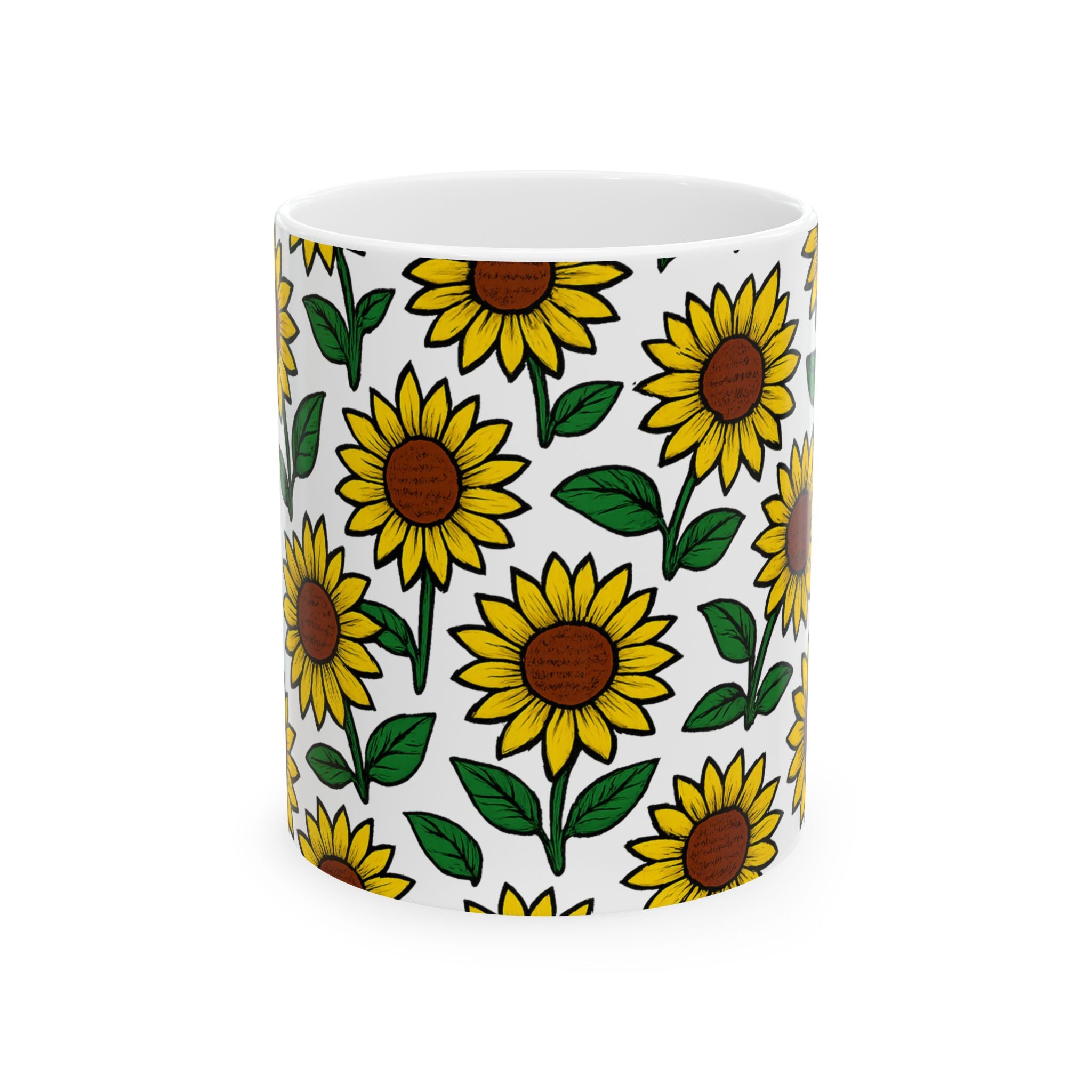 Bold Sunflower Field Full Wrap Coffee Mug | Flowers Gift | Ceramic Mug