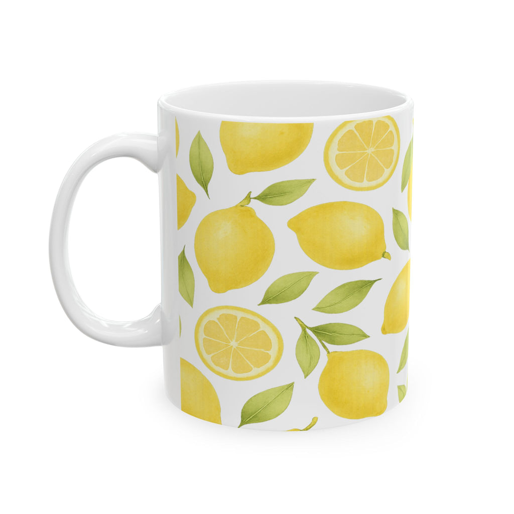 Watercolor Lemons Pattern Coffee Mug | Fruit Lover Gift | Ceramic Mug