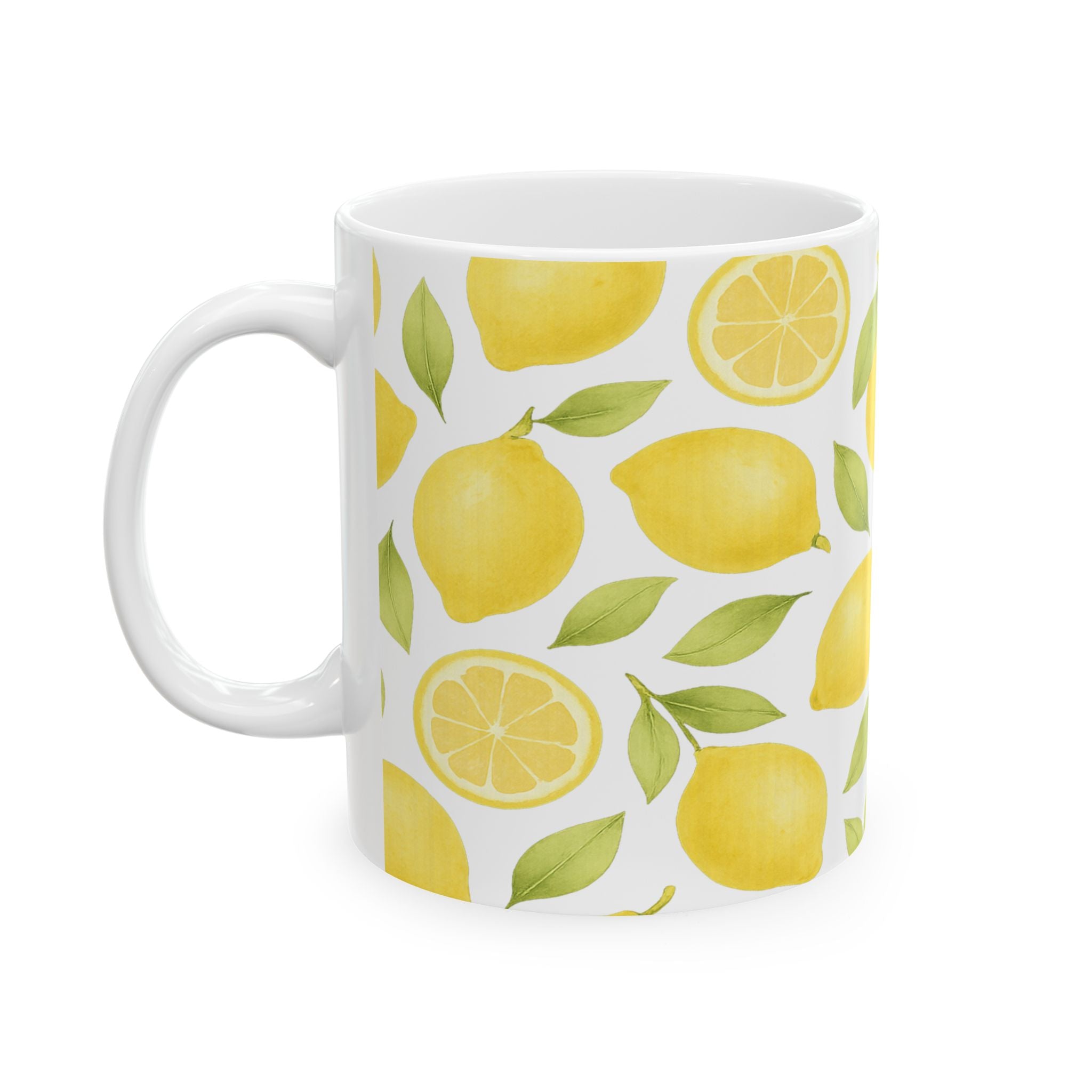 Watercolor Lemons Pattern Coffee Mug | Fruit Lover Gift | Ceramic Mug