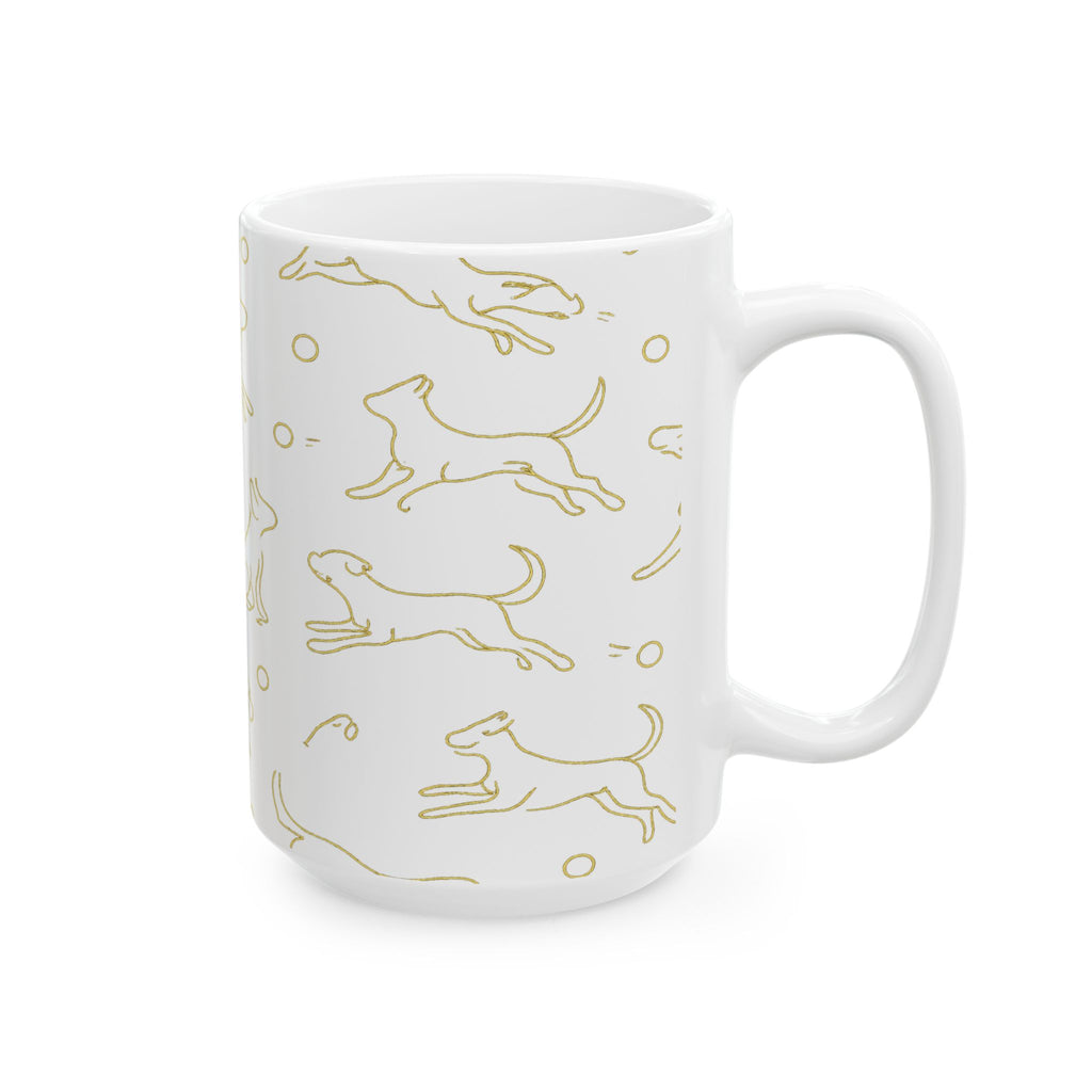 Delicate Dogs Playing Fetch Full Wrap Coffee Mug | Dogs Gift | Ceramic Mug