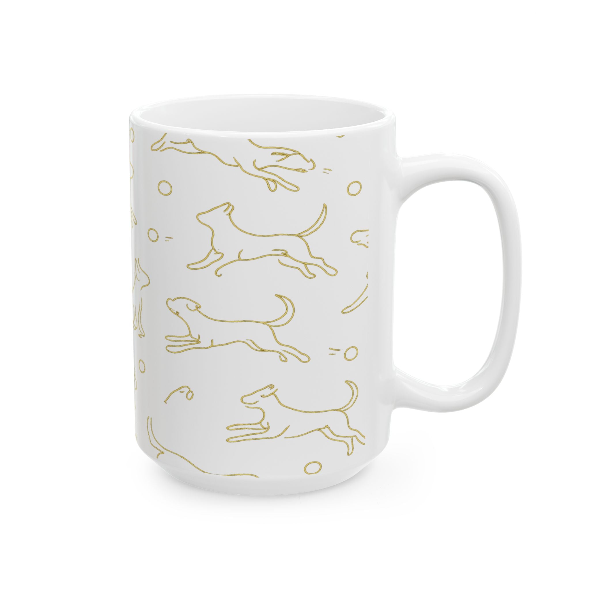 Delicate Dogs Playing Fetch Full Wrap Coffee Mug | Dogs Gift | Ceramic Mug