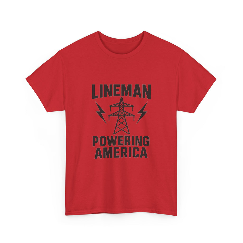 Lineman Powering America Electrician T-Shirt | Unique Gift | Graphic Tee