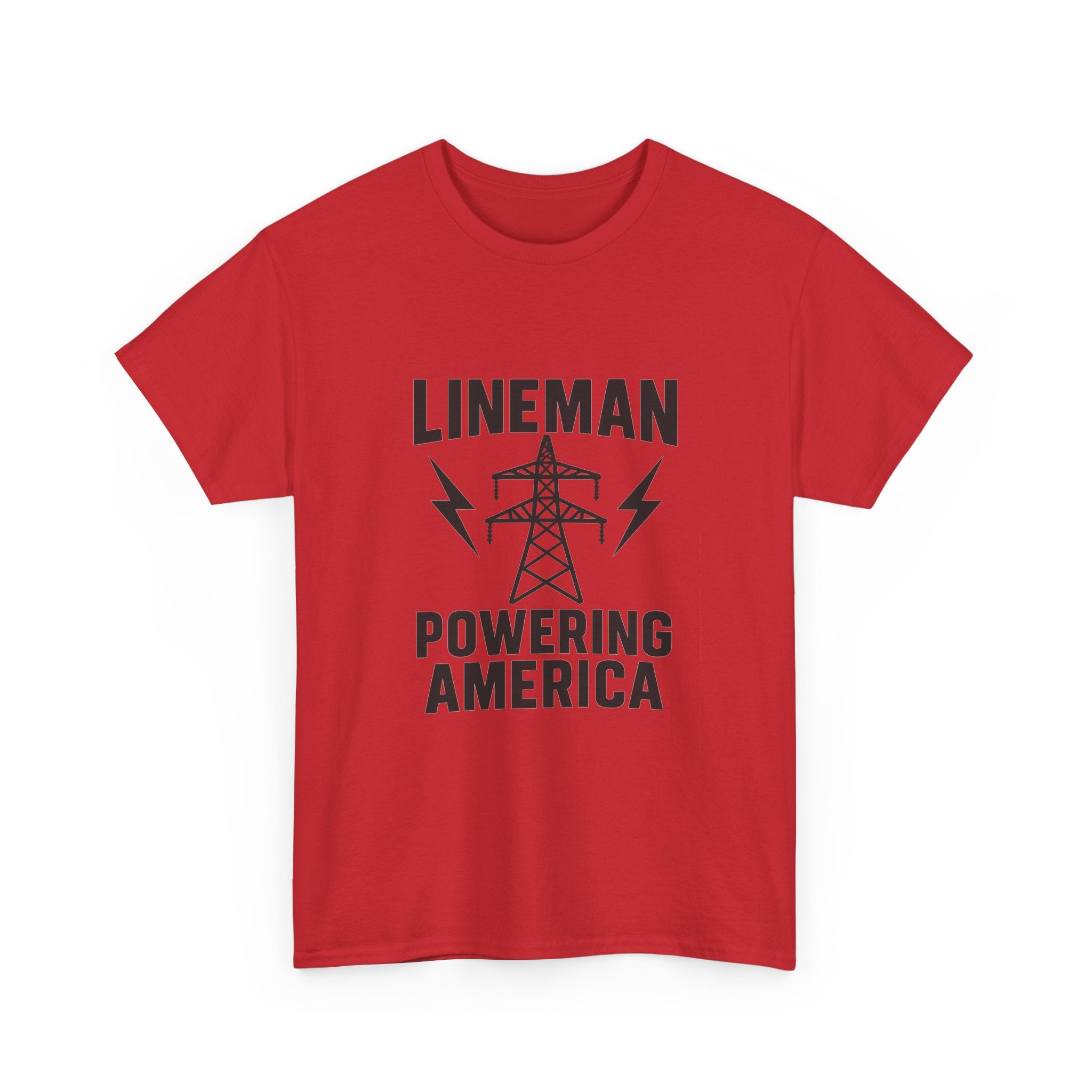Lineman Powering America Electrician T-Shirt | Unique Gift | Graphic Tee