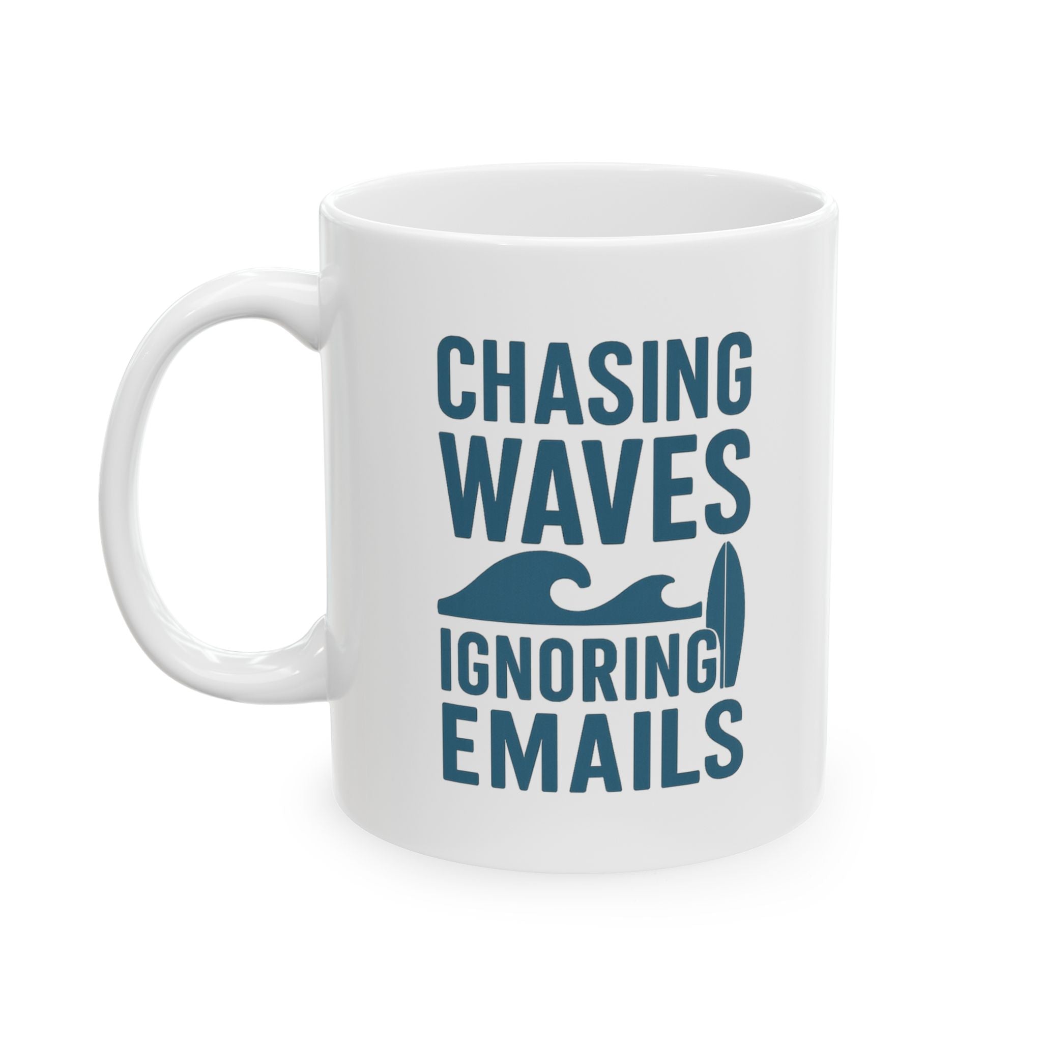 Surfer Chasing Waves And Ignoring Emails Coffee Mug | Unique Gift | Ceramic Mug
