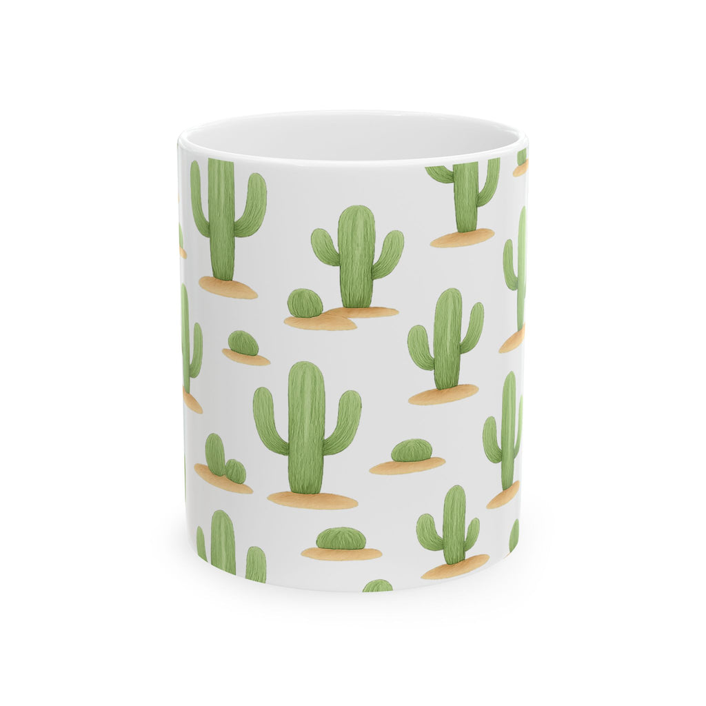 Watercolor Saguaro Cactus Desert Pattern Coffee Mug | Cactus Lover Gift | Ceramic Mug