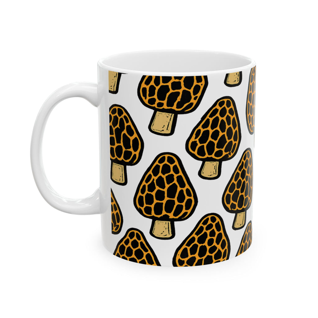 Bold Morel Mushrooms Full Wrap Coffee Mug | Mushrooms Gift | Ceramic Mug