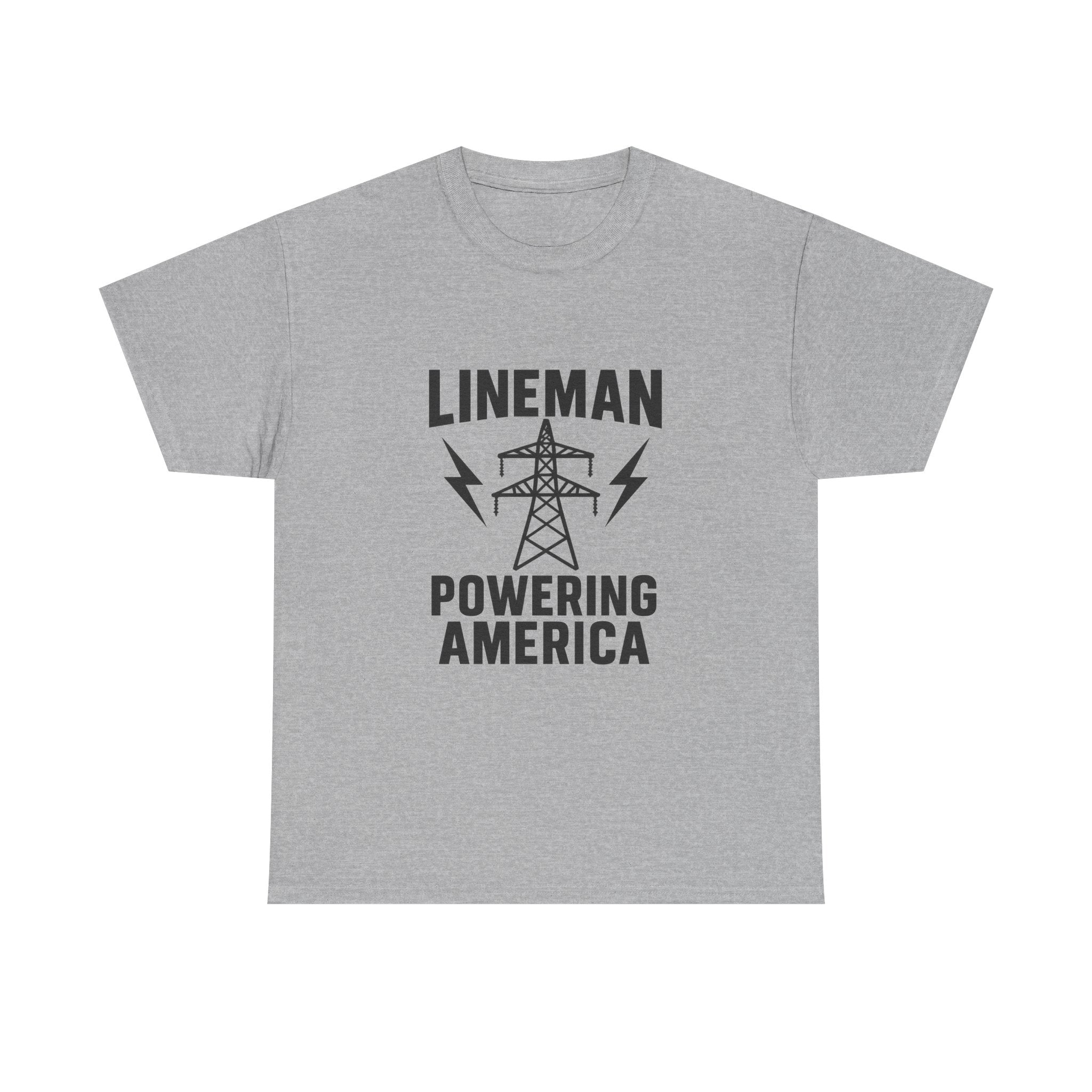 Lineman Powering America Electrician T-Shirt | Unique Gift | Graphic Tee