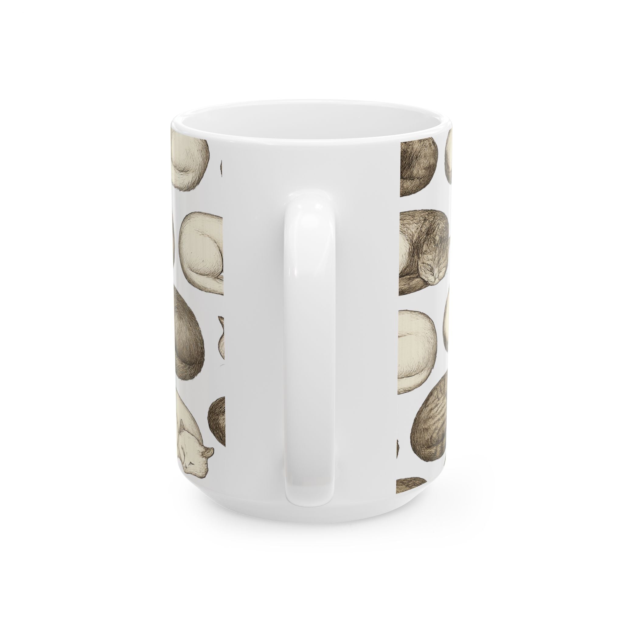 Botanical Sleeping Cats Full Wrap Coffee Mug | Cats Gift | Ceramic Mug