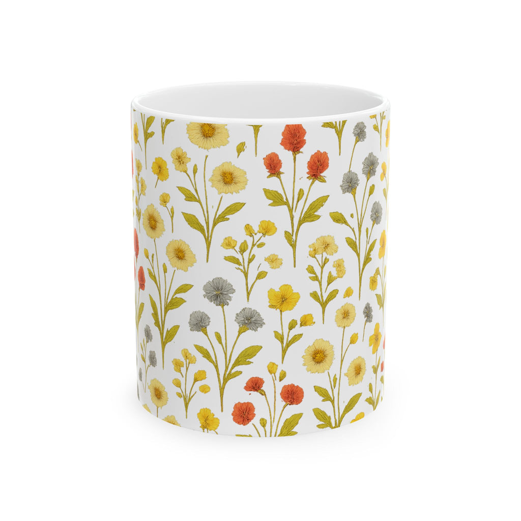Vintage Wildflower Meadow Full Wrap Coffee Mug | Flowers Gift | Ceramic Mug