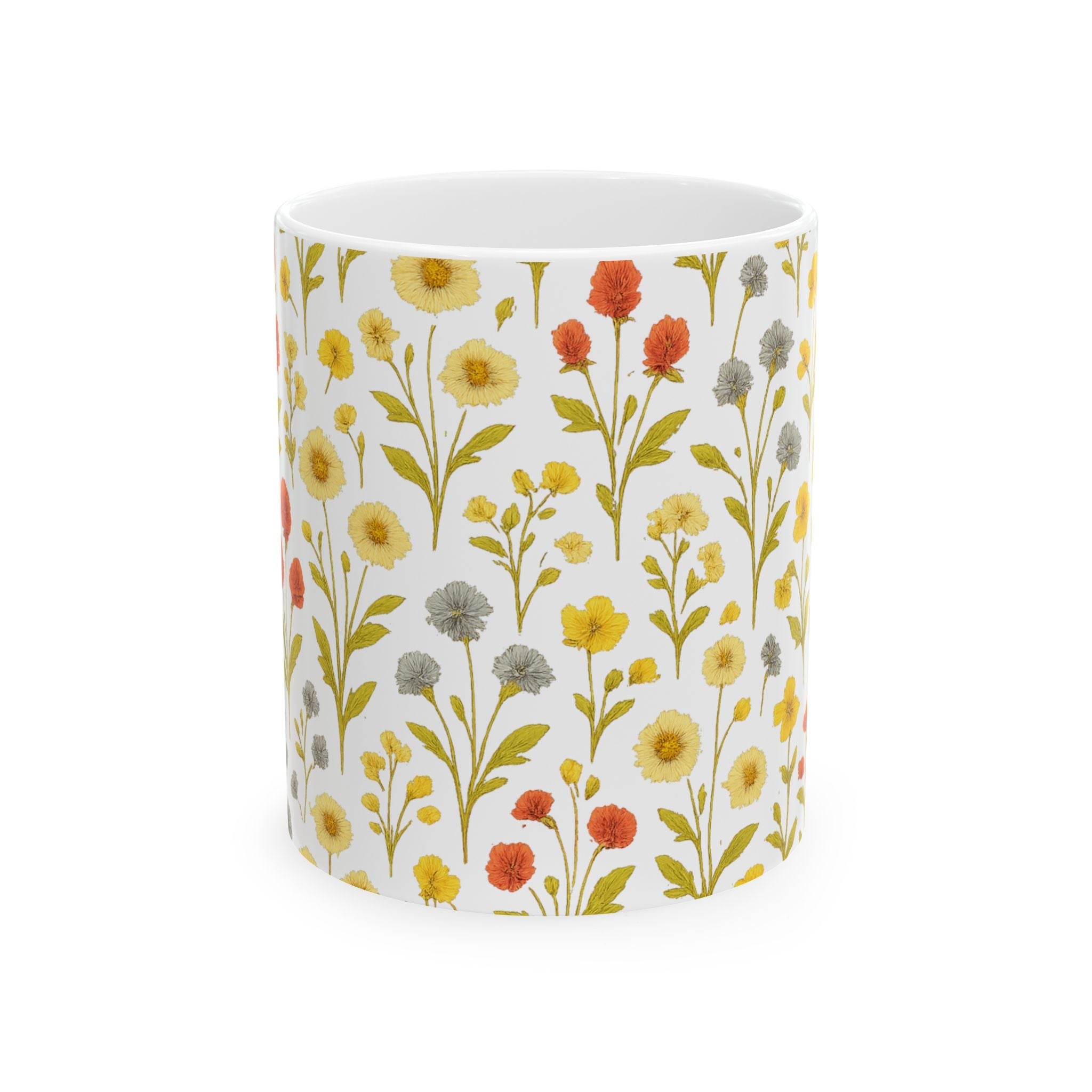 Vintage Wildflower Meadow Full Wrap Coffee Mug | Flowers Gift | Ceramic Mug