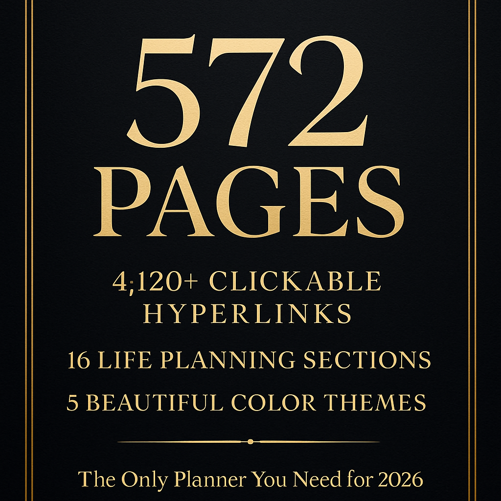 Ultimate All-in-One Life Planner 2026 | 572 Pages | 5 Styles | Hyperlinked Digital Planner